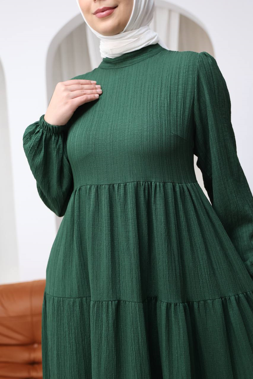 7120 Minimal Şık Elbise - Çimen Yeşili 