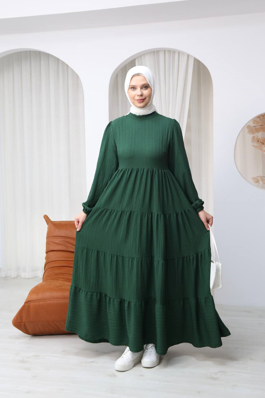 7120 Minimal Şık Elbise - Çimen Yeşili 