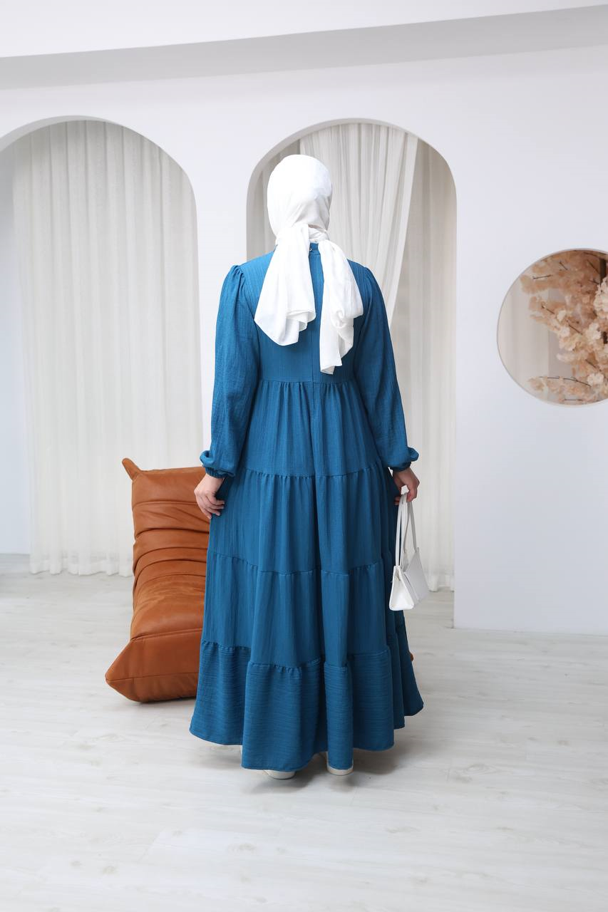 7120 Minimal Şık Elbise - Petrol Mavisi