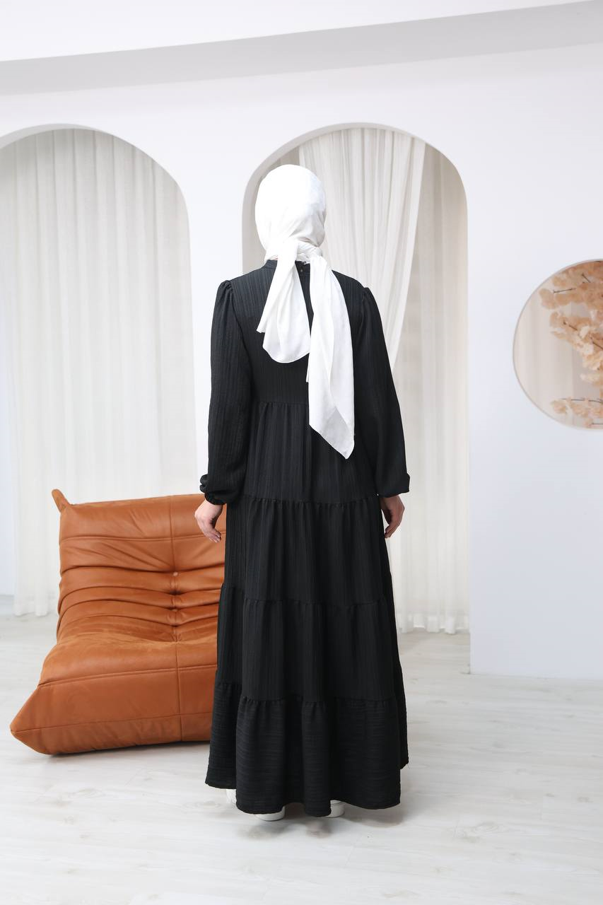 7120 Minimal Şık Elbise - Siyah