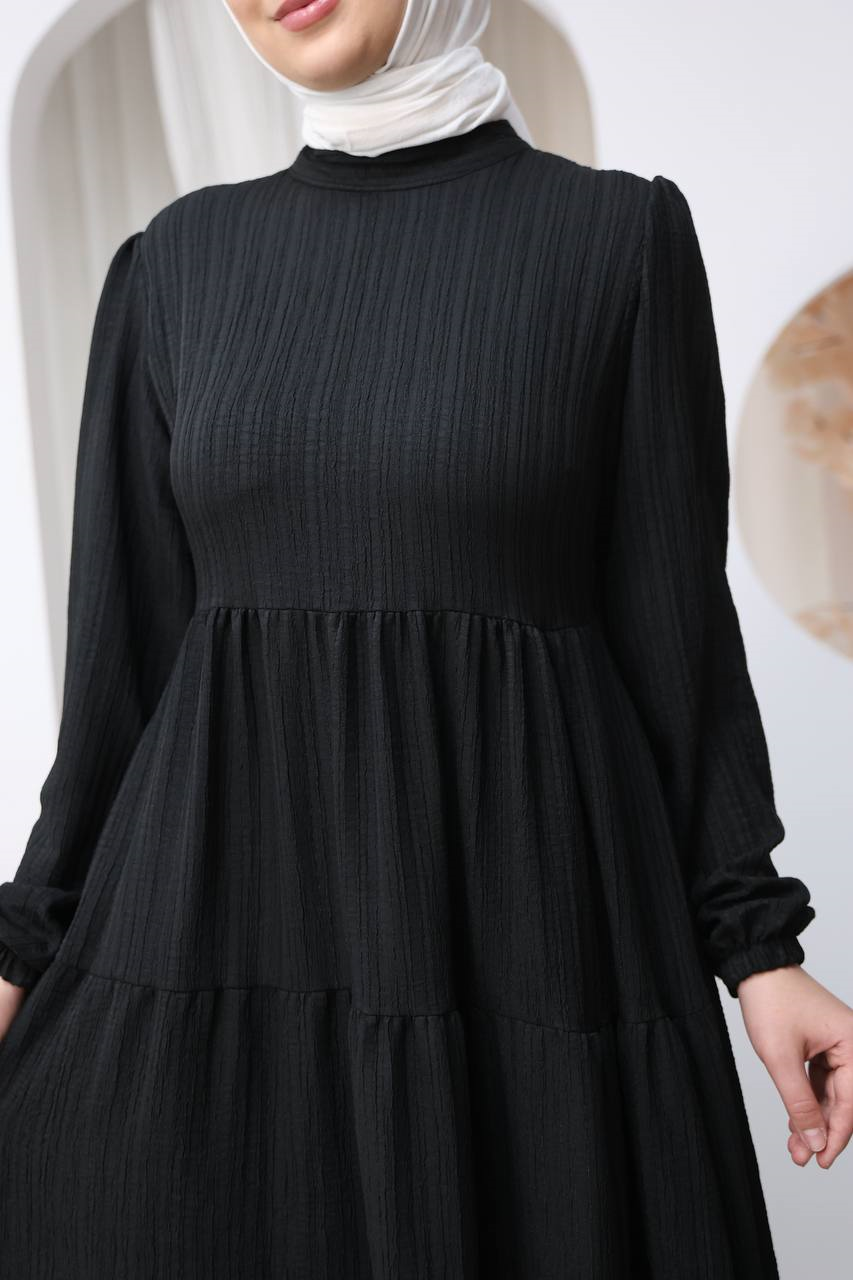 7120 Minimal Şık Elbise - Siyah