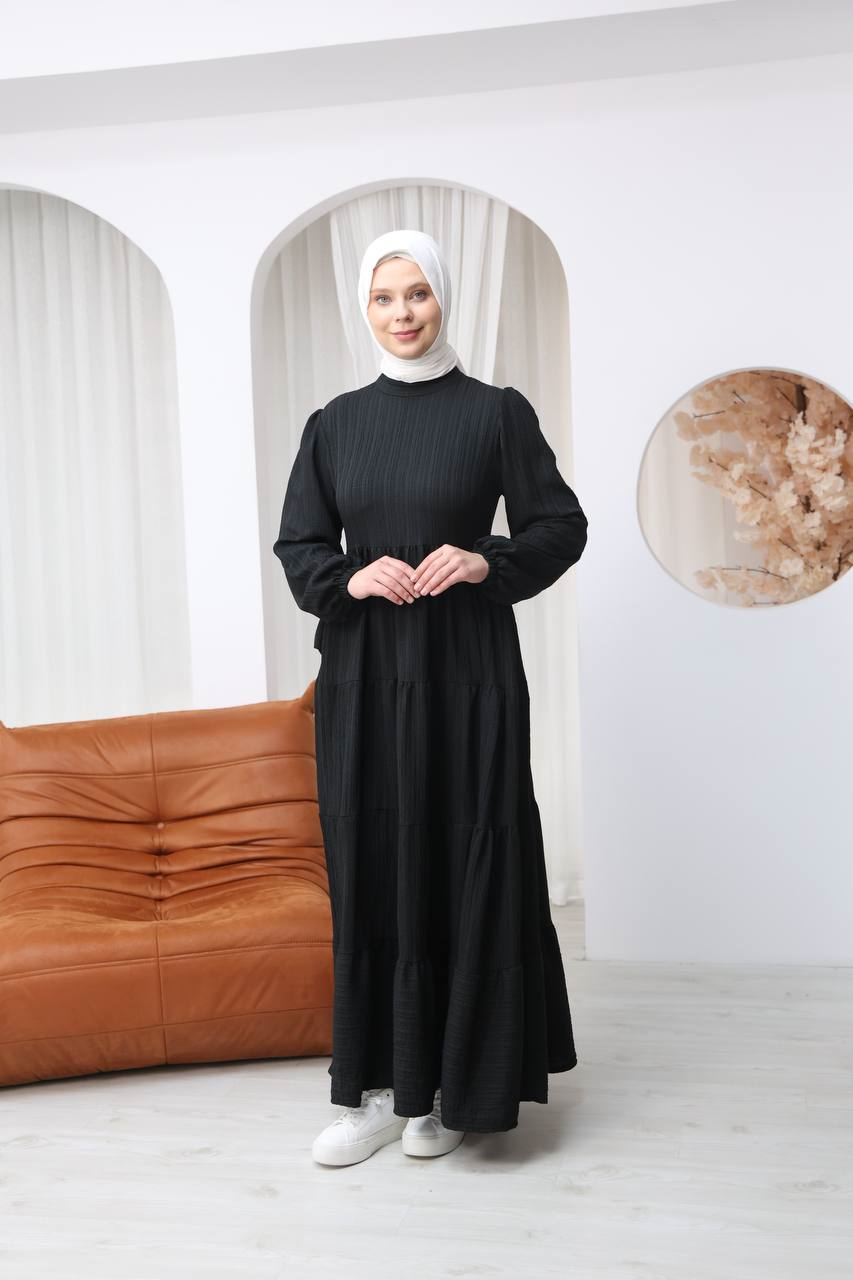 7120 Minimal Şık Elbise - Siyah