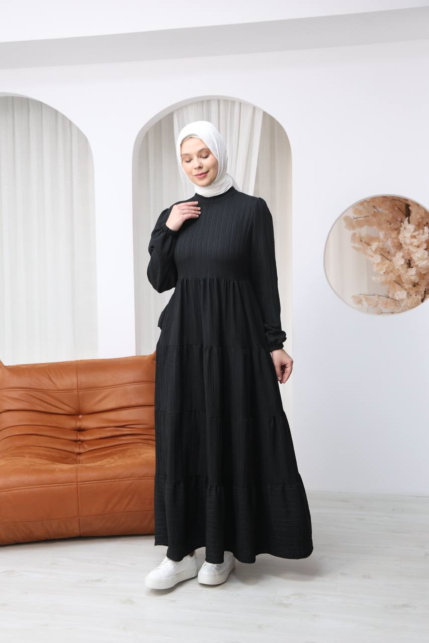 7120 Minimal Şık Elbise - Siyah