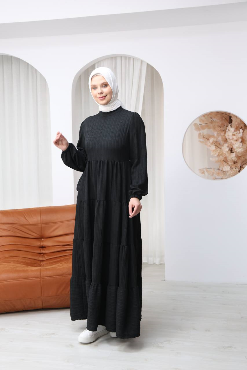 7120 Minimal Şık Elbise - Siyah