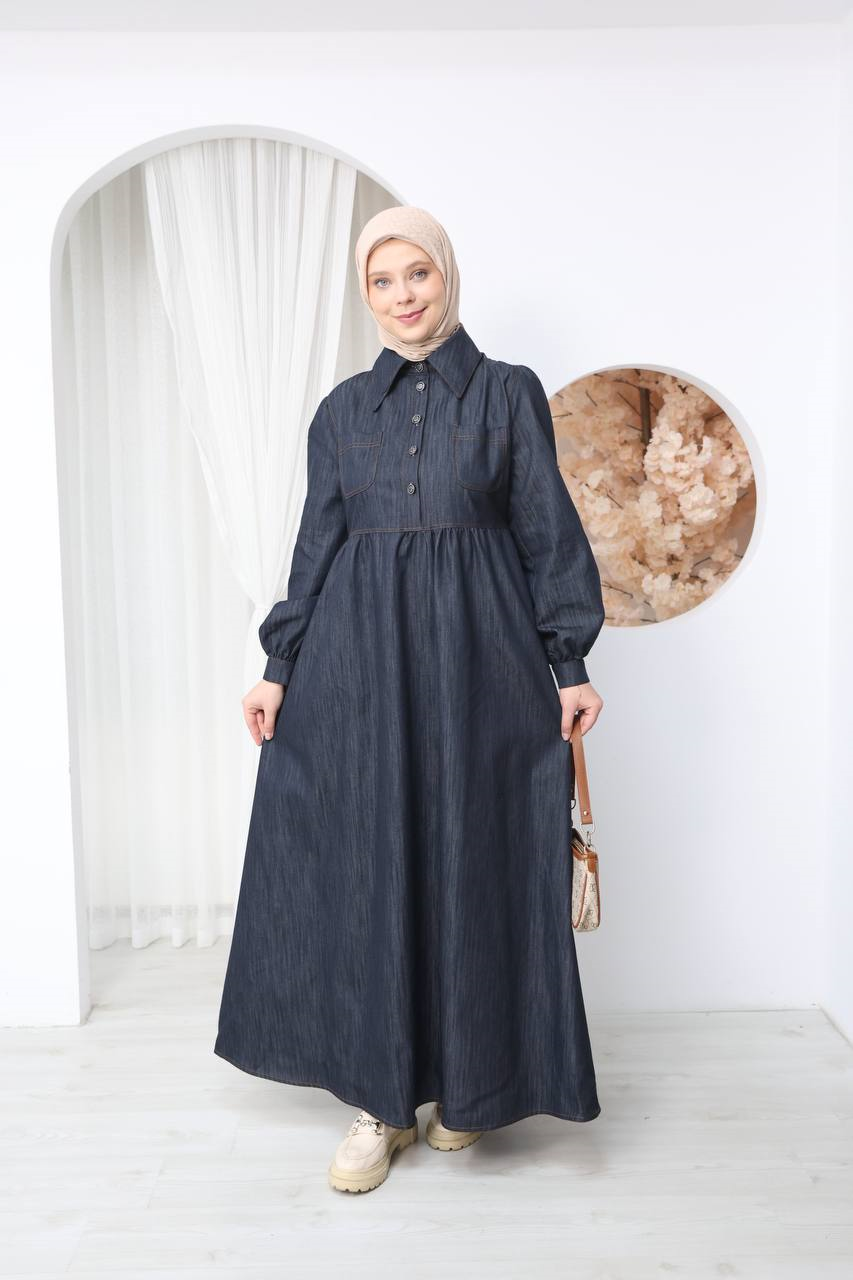 7122 Modern Ton Kot Elbise - Koyu Kot