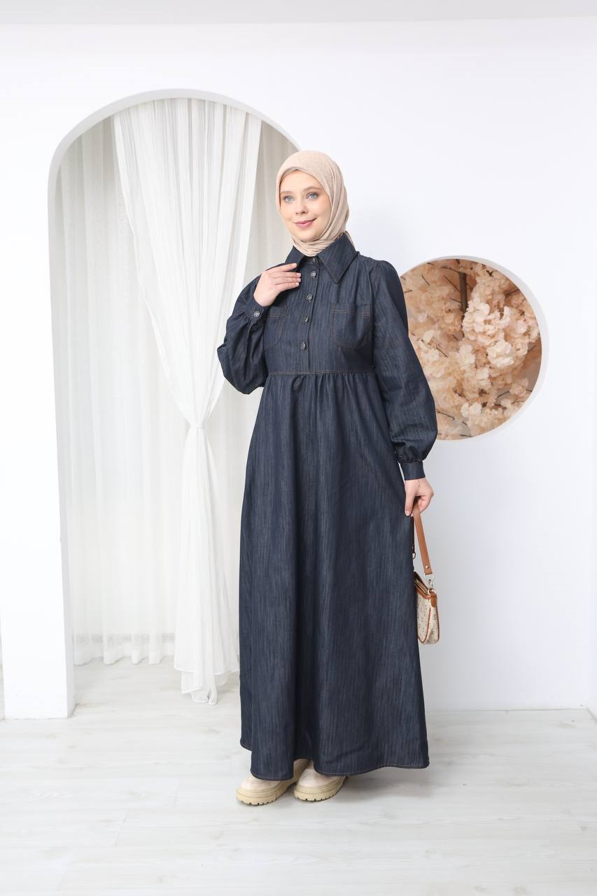 7122 Modern Ton Kot Elbise - Koyu Kot