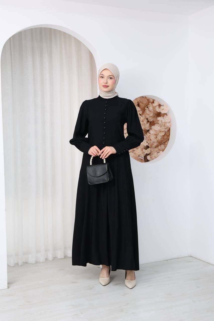 7142 Sade Zarafet Ferace - Siyah 