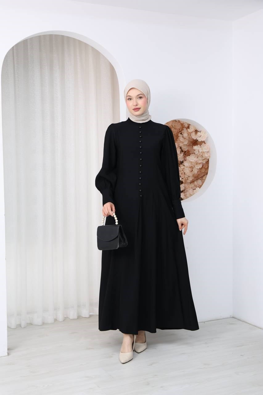 7142 Sade Zarafet Ferace - Siyah 