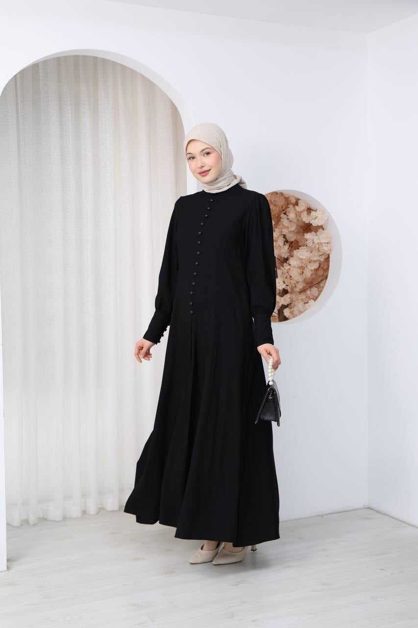 7142 Sade Zarafet Ferace - Siyah 
