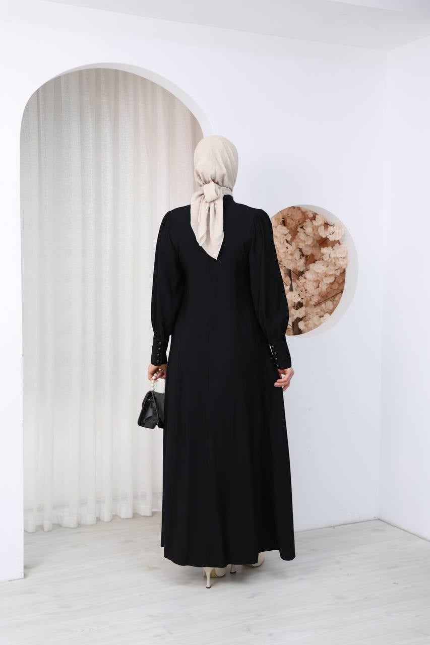 7142 Sade Zarafet Ferace - Siyah 
