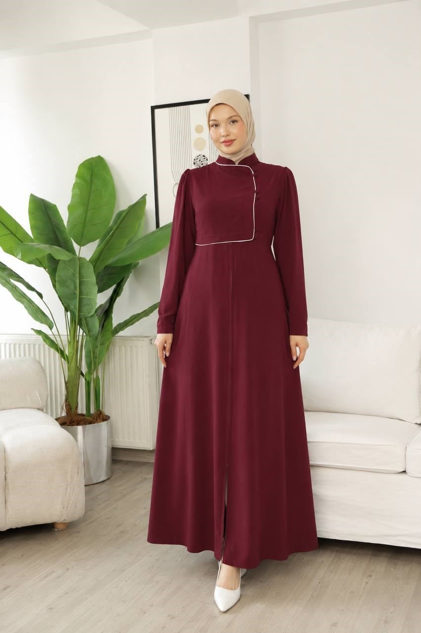 7150 Kraliyet Dokunuşlu Elbise - Bordo