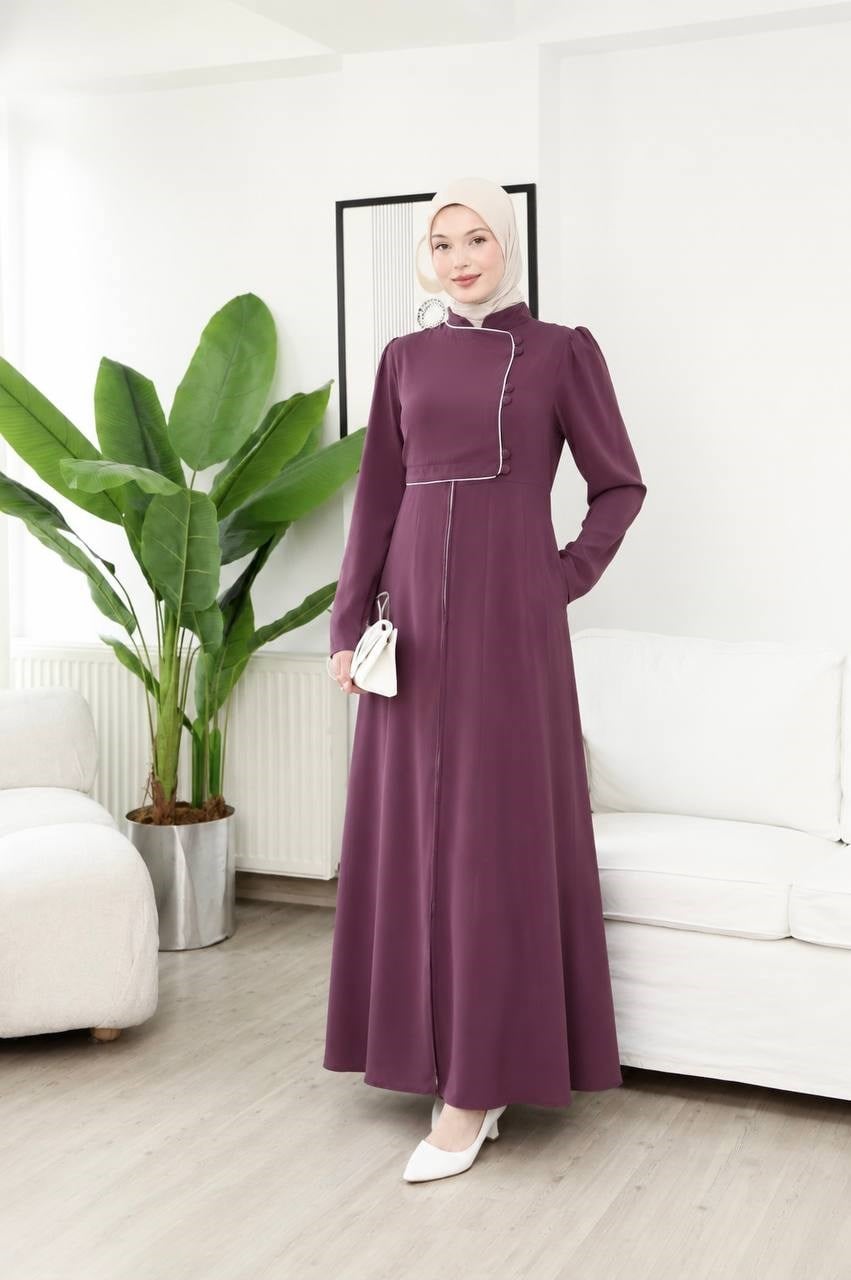 7150 Kraliyet Dokunuşlu Elbise - Mor