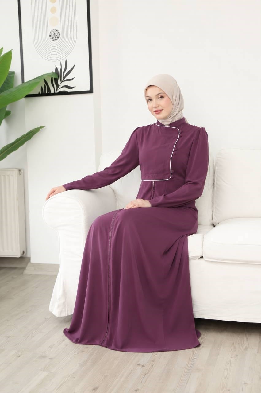 7150 Kraliyet Dokunuşlu Elbise - Mor