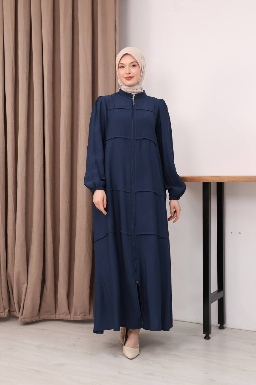7158 Modern İnce Çizgi Ferace - Lacivert 