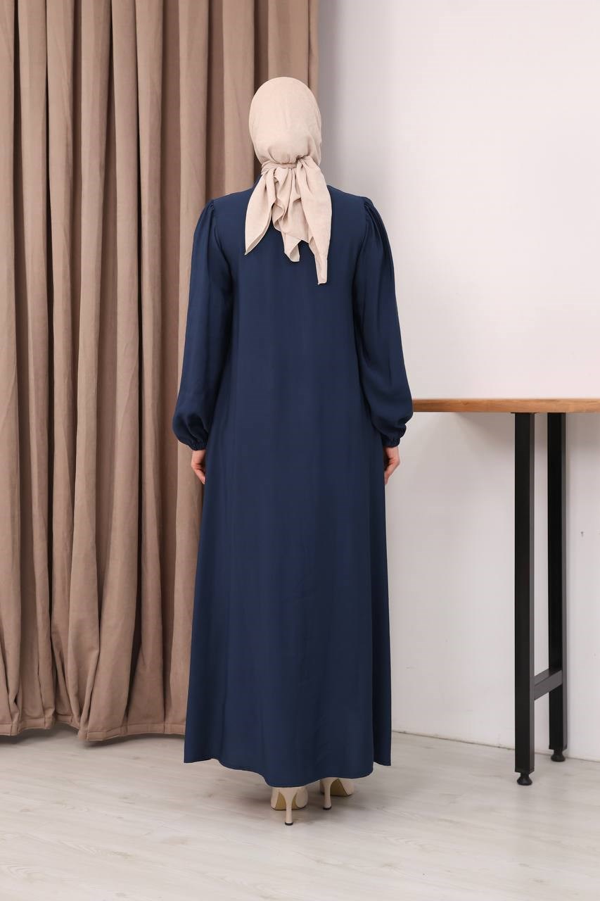 7158 Modern İnce Çizgi Ferace - Lacivert 