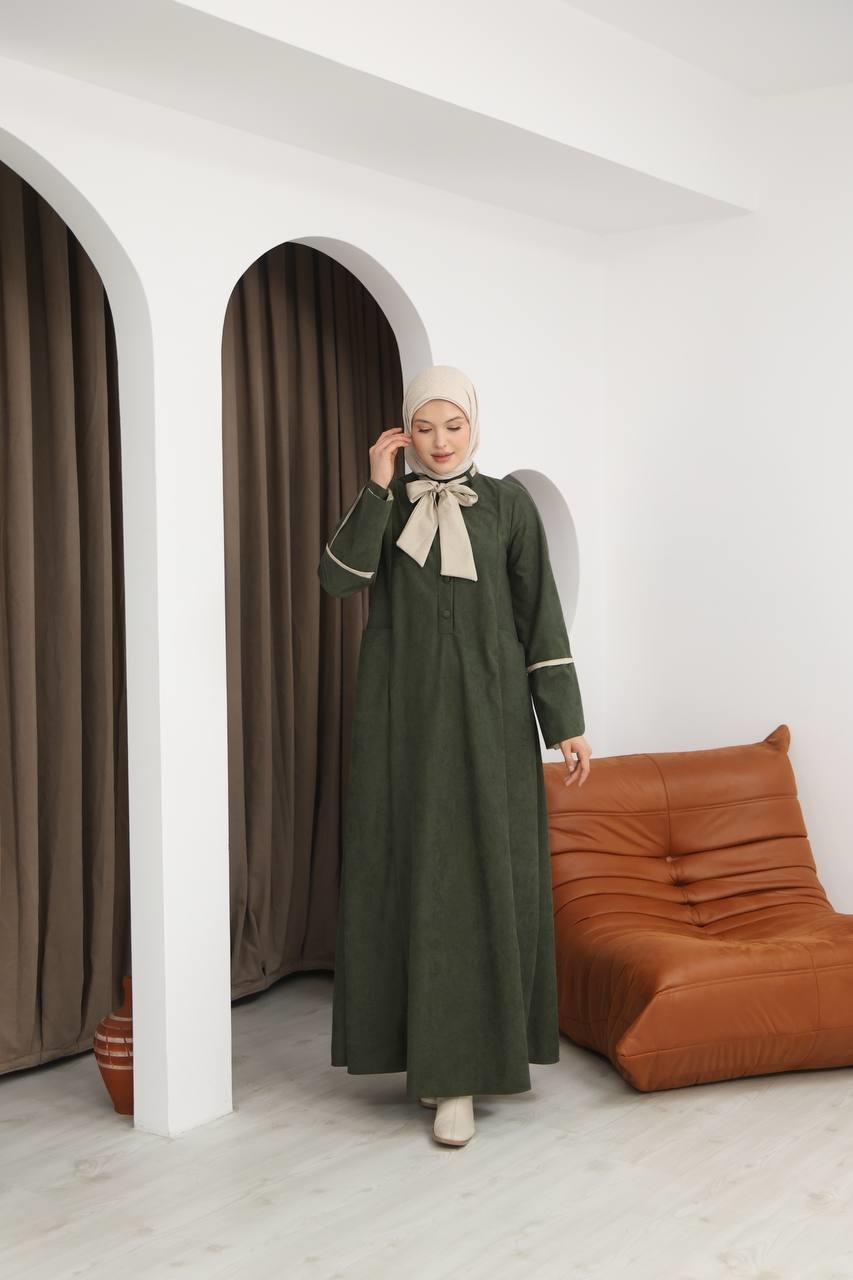 8061 Cepli Detaylı Elbise - Haki