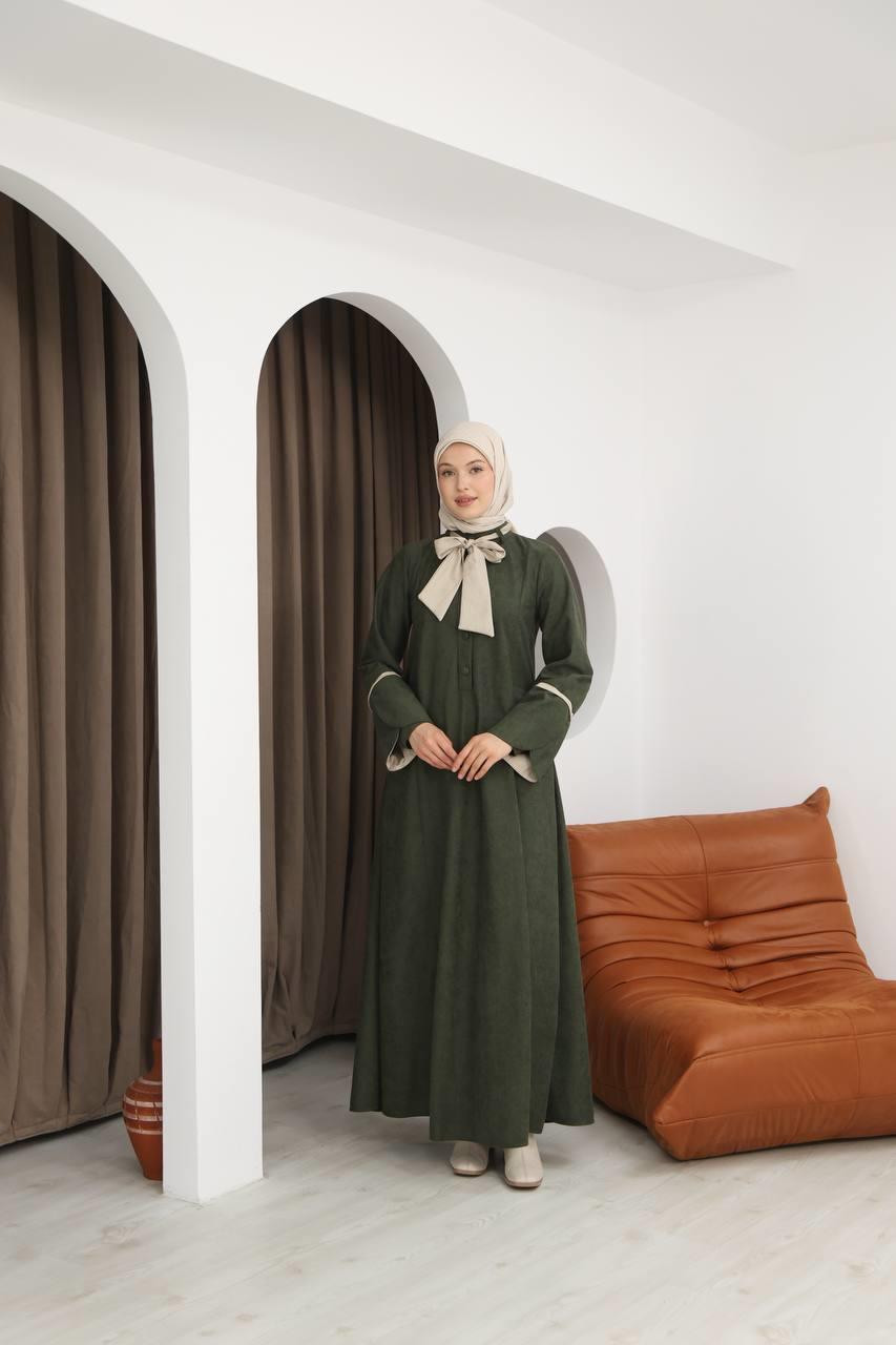 8061 Cepli Detaylı Elbise - Haki