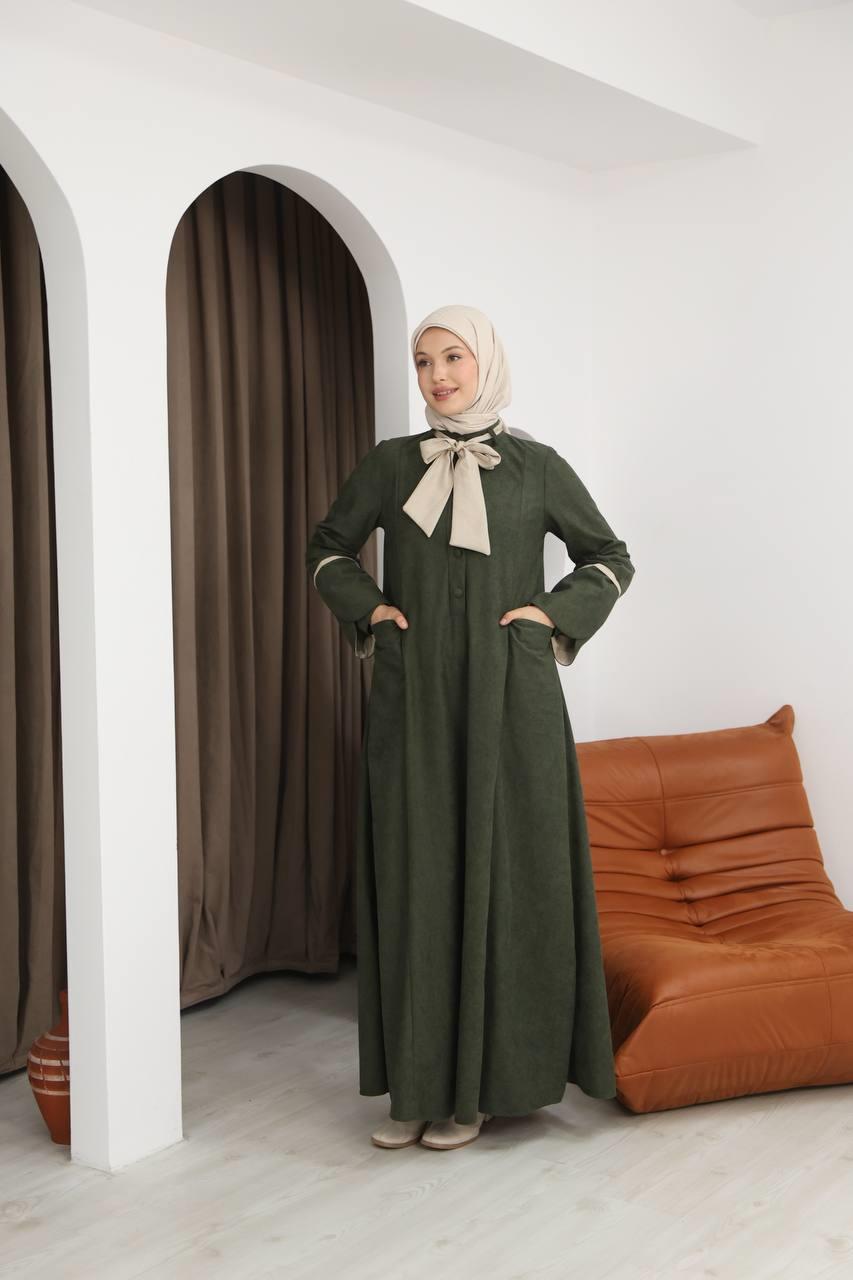 8061 Cepli Detaylı Elbise - Haki