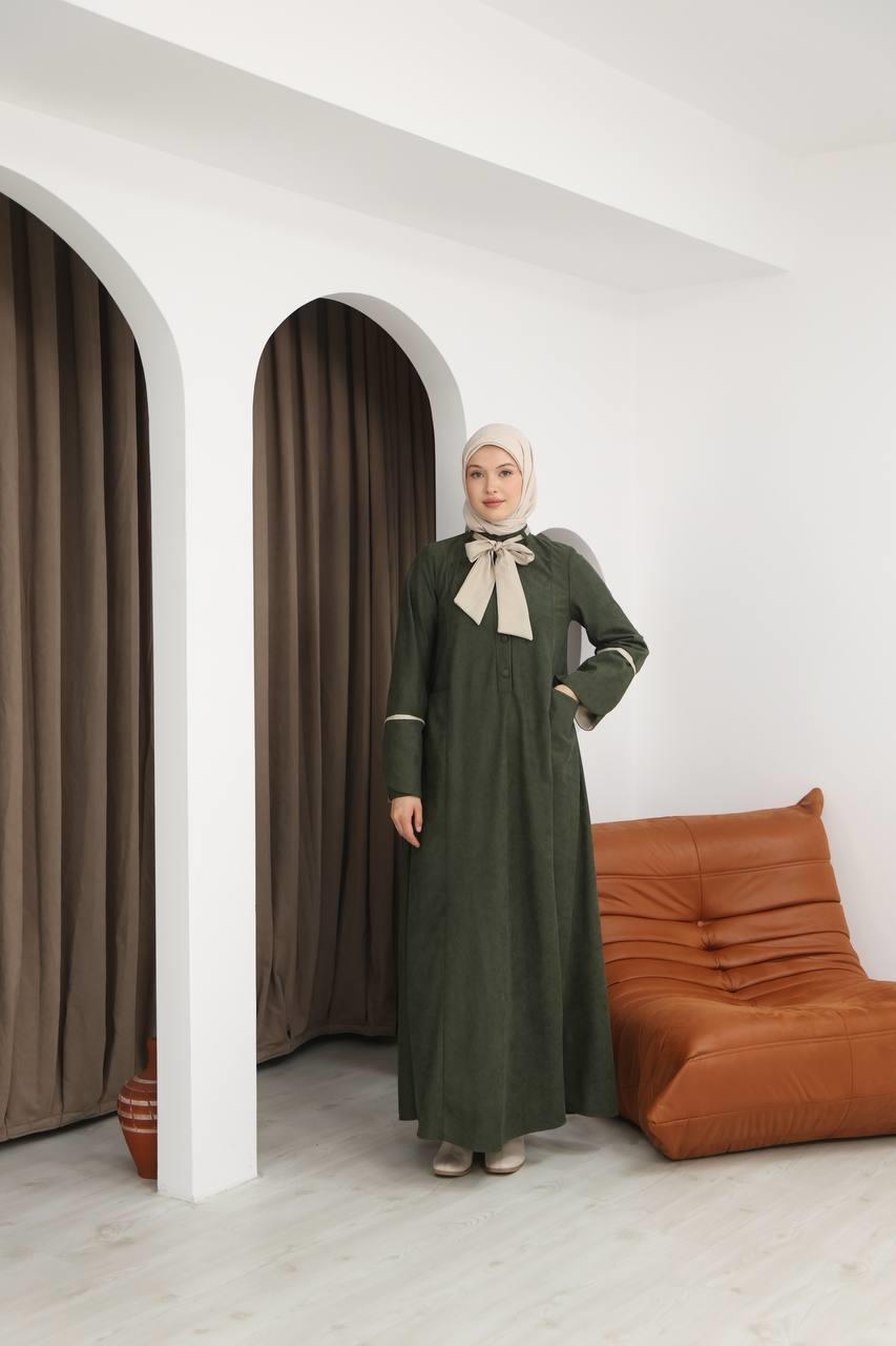8061 Cepli Detaylı Elbise - Haki