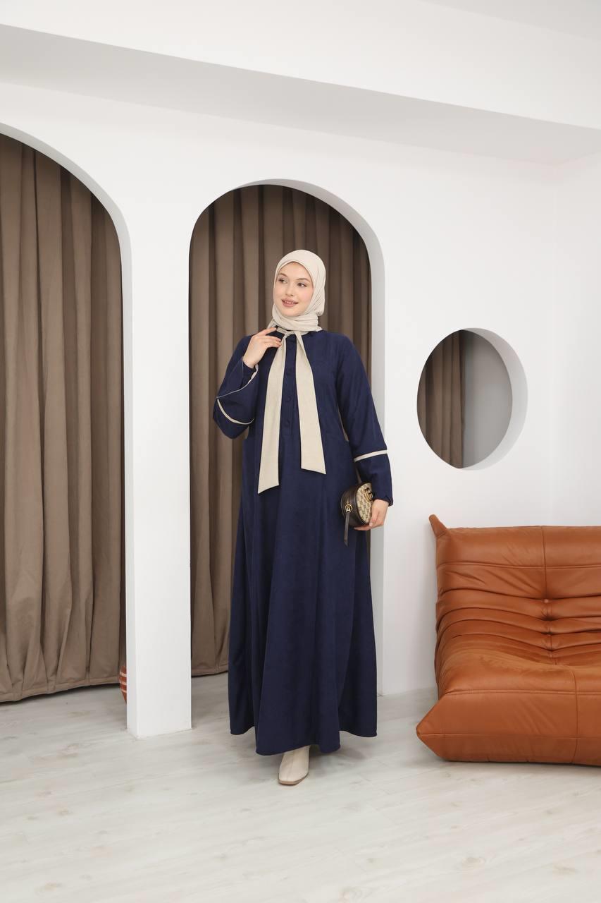 8061 Cepli Detaylı Elbise - Lacivert