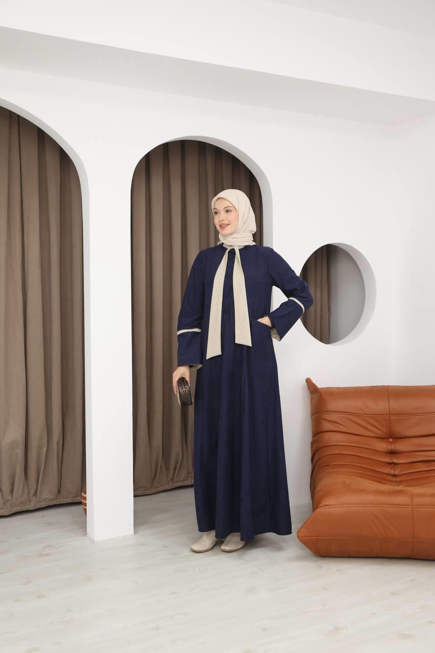 8061 Cepli Detaylı Elbise - Lacivert