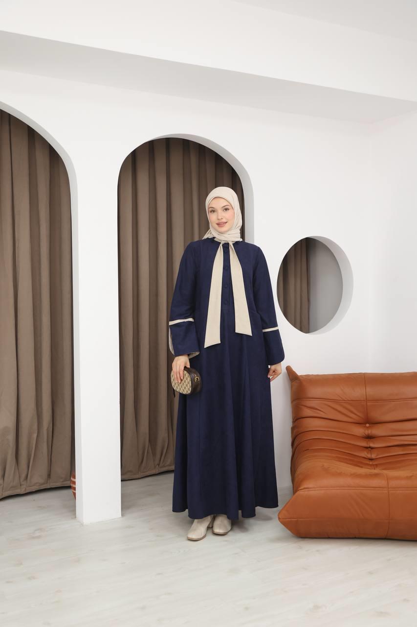 8061 Cepli Detaylı Elbise - Lacivert