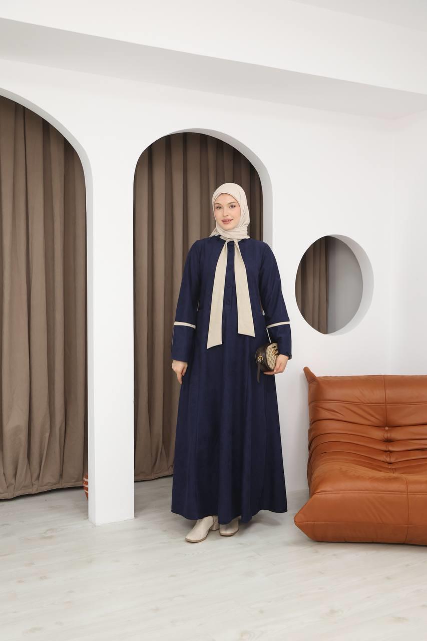 8061 Cepli Detaylı Elbise - Lacivert