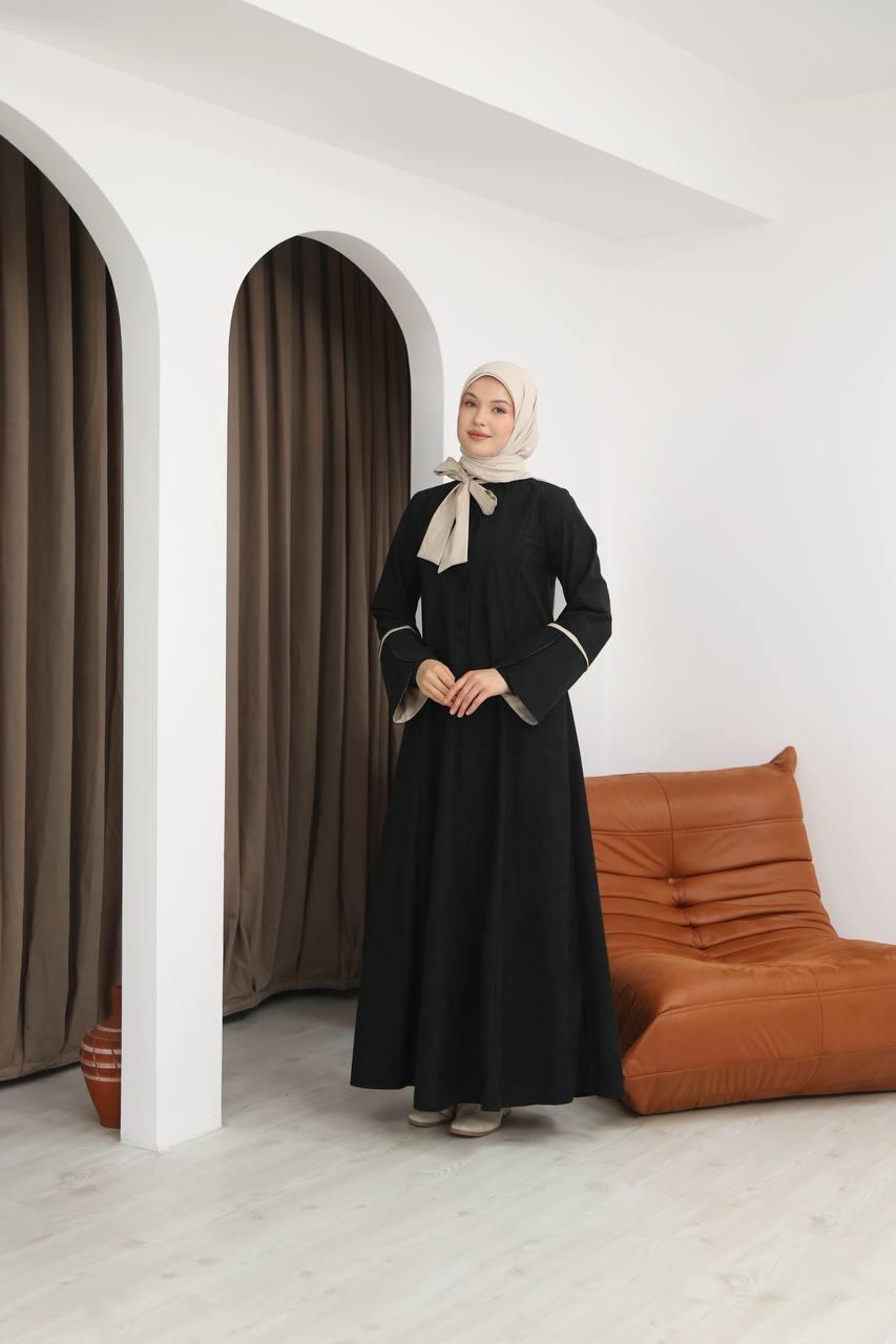 8061 Cepli Detaylı Elbise - Siyah