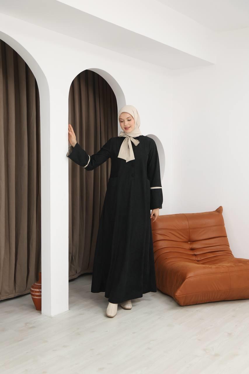 8061 Cepli Detaylı Elbise - Siyah