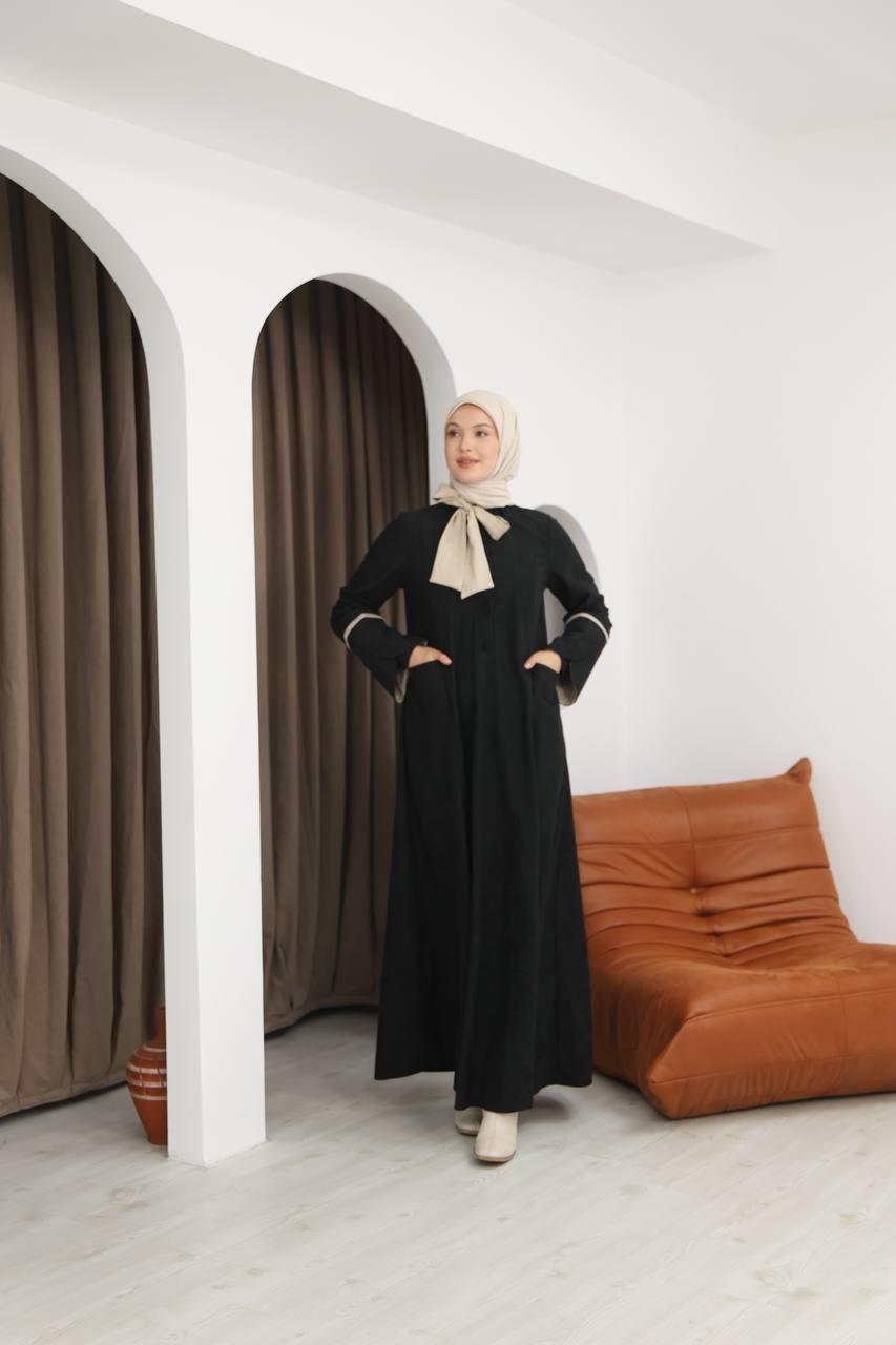 8061 Cepli Detaylı Elbise - Siyah