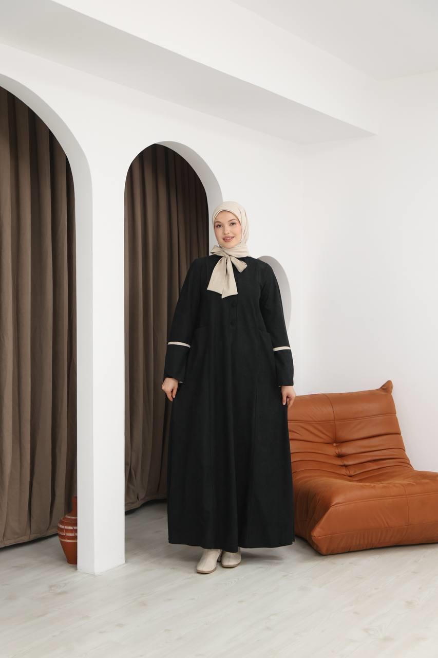 8061 Cepli Detaylı Elbise - Siyah