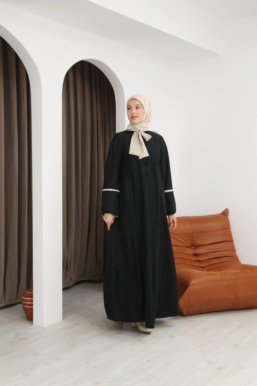 8061 Cepli Detaylı Elbise - Siyah