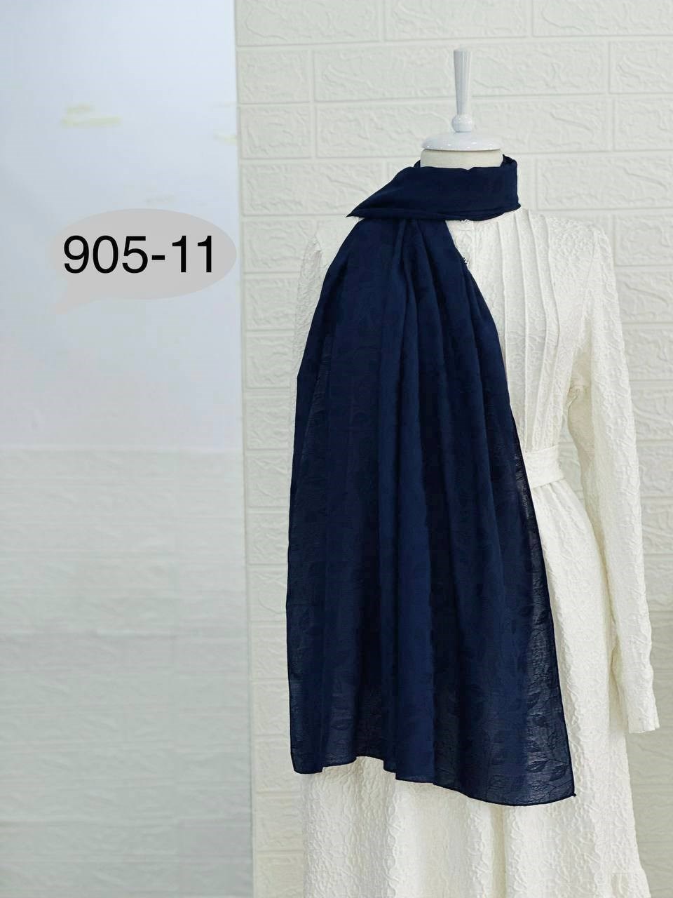 905-11 Kendinden Desenli Keten Şal