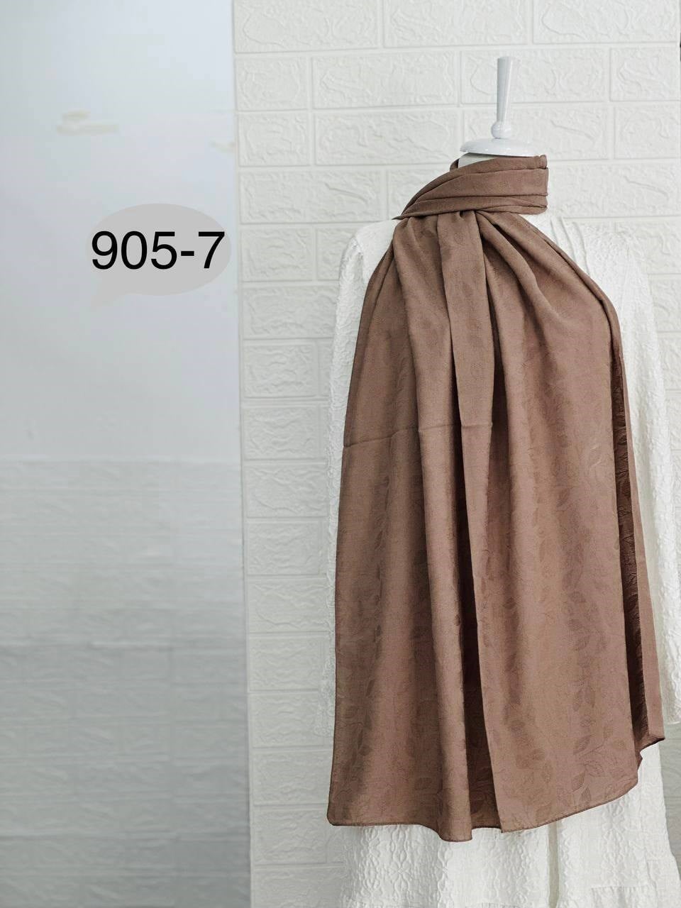 905-7 Kendinden Desenli Keten Şal