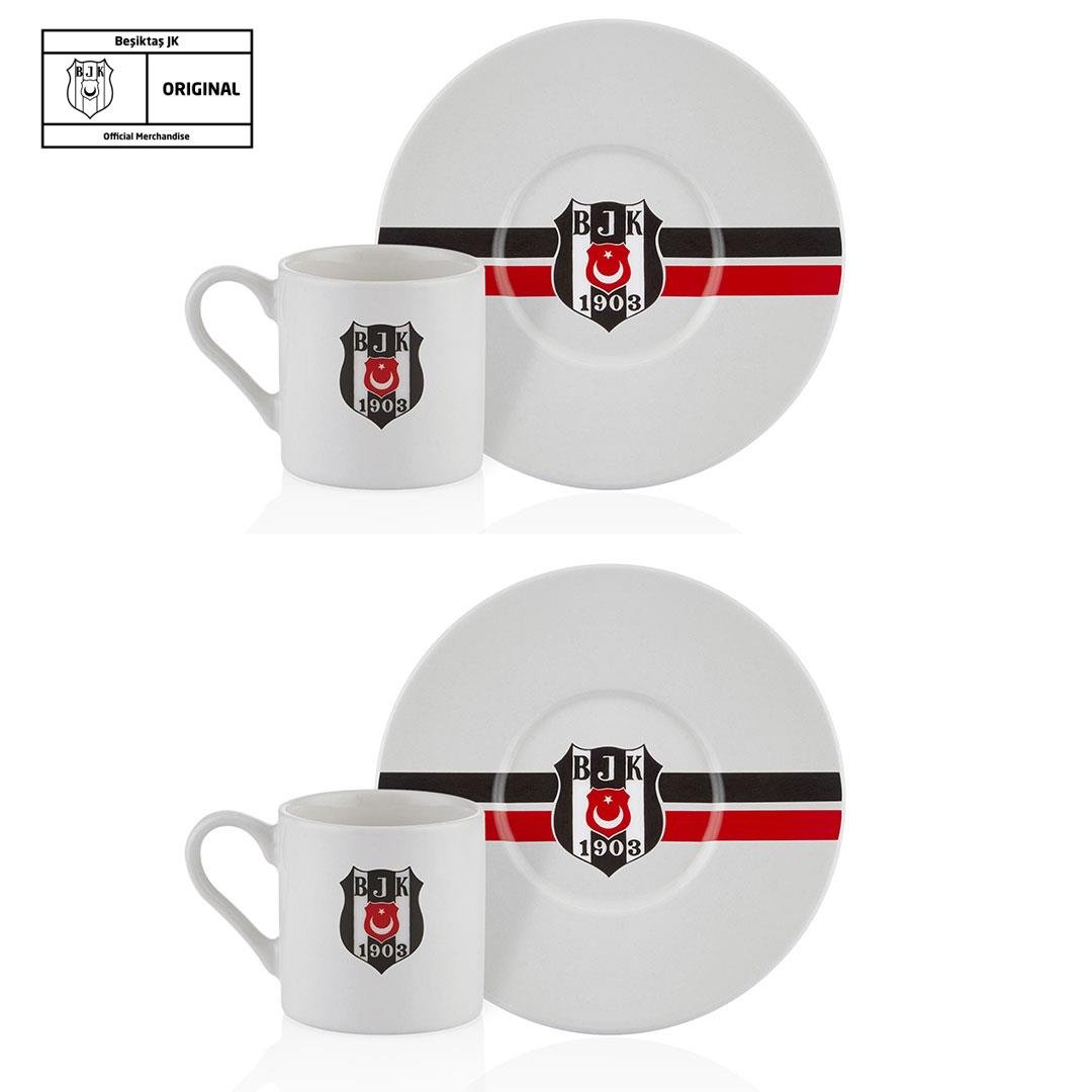 Neva N3423 Beşiktaş Lisanslı Çizgili 2'li Kahve Fincan Takımı***