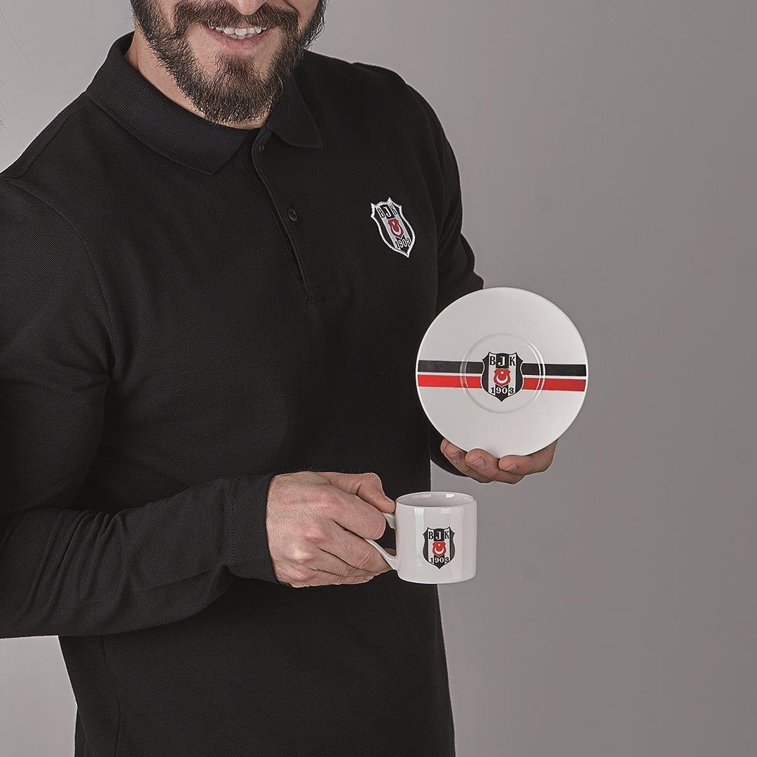 Neva N3423 Beşiktaş Lisanslı Çizgili 2'li Kahve Fincan Takımı***