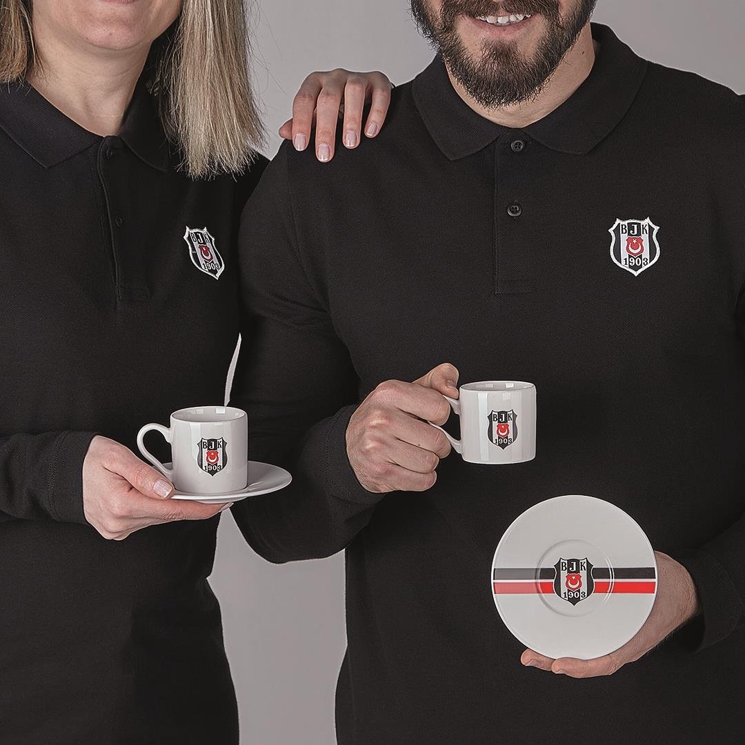 Neva N3423 Beşiktaş Lisanslı Çizgili 2'li Kahve Fincan Takımı***