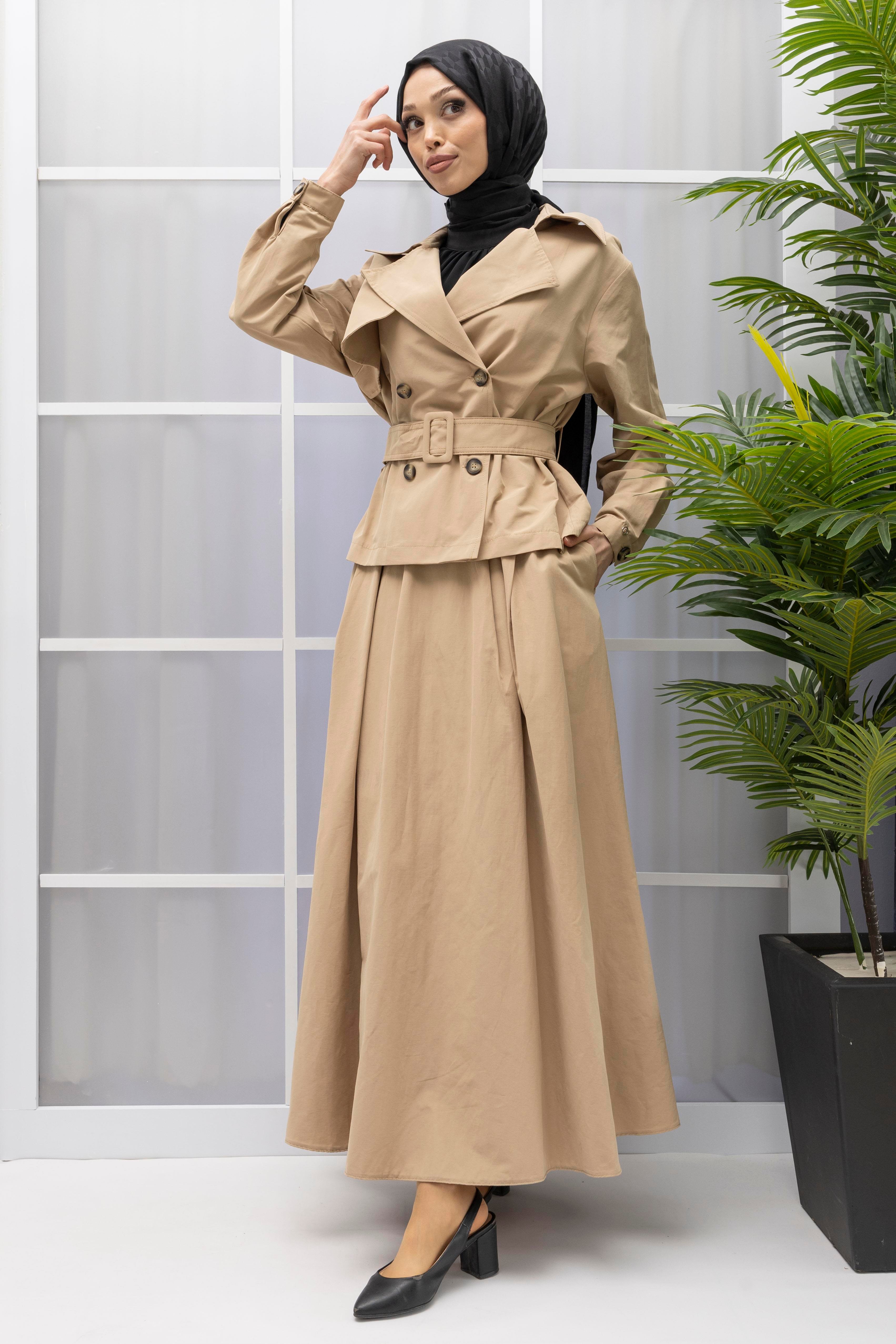 ARMİNE TREND ETEK CEKET TAKIM Bej OTW619