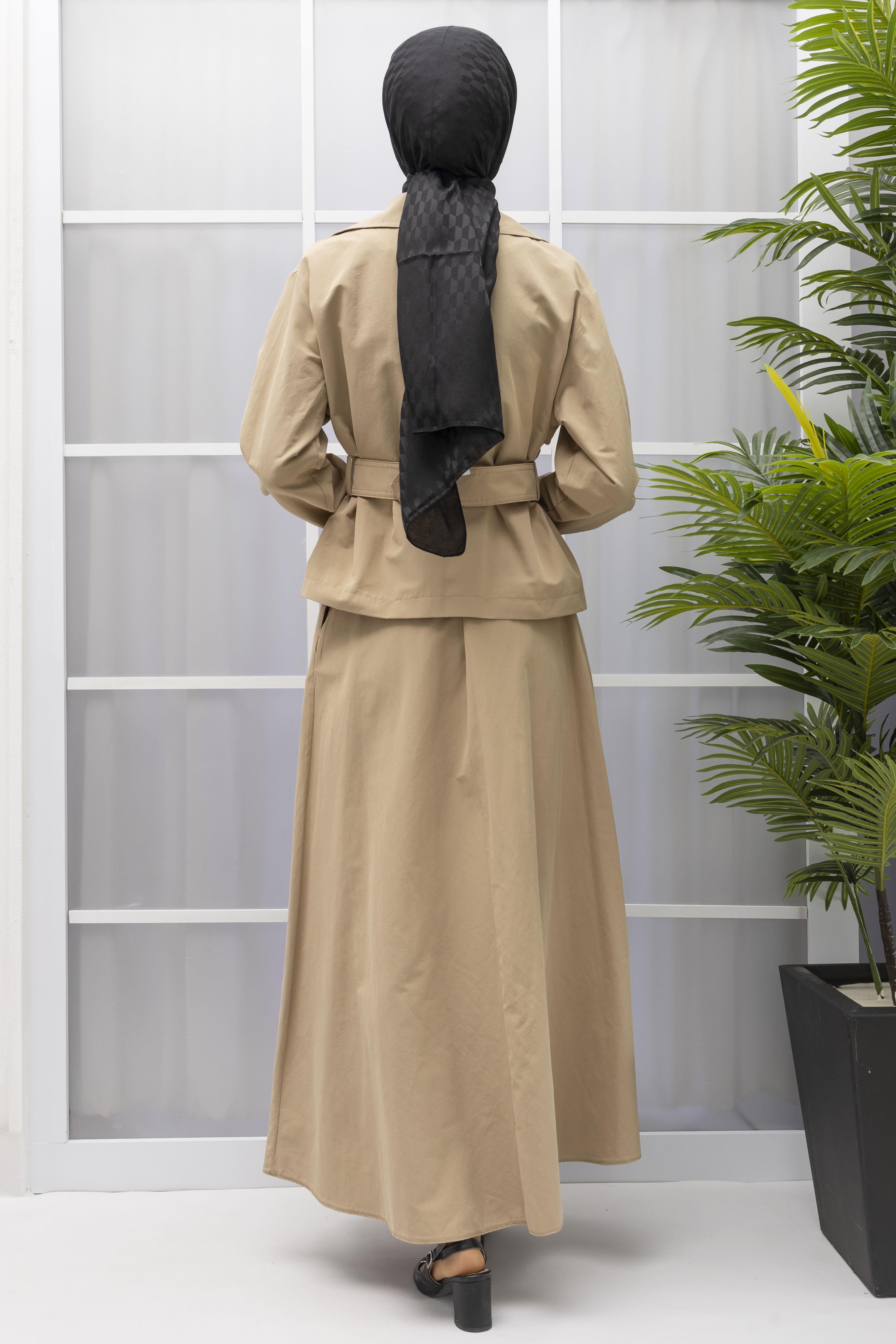 ARMİNE TREND ETEK CEKET TAKIM Bej OTW619