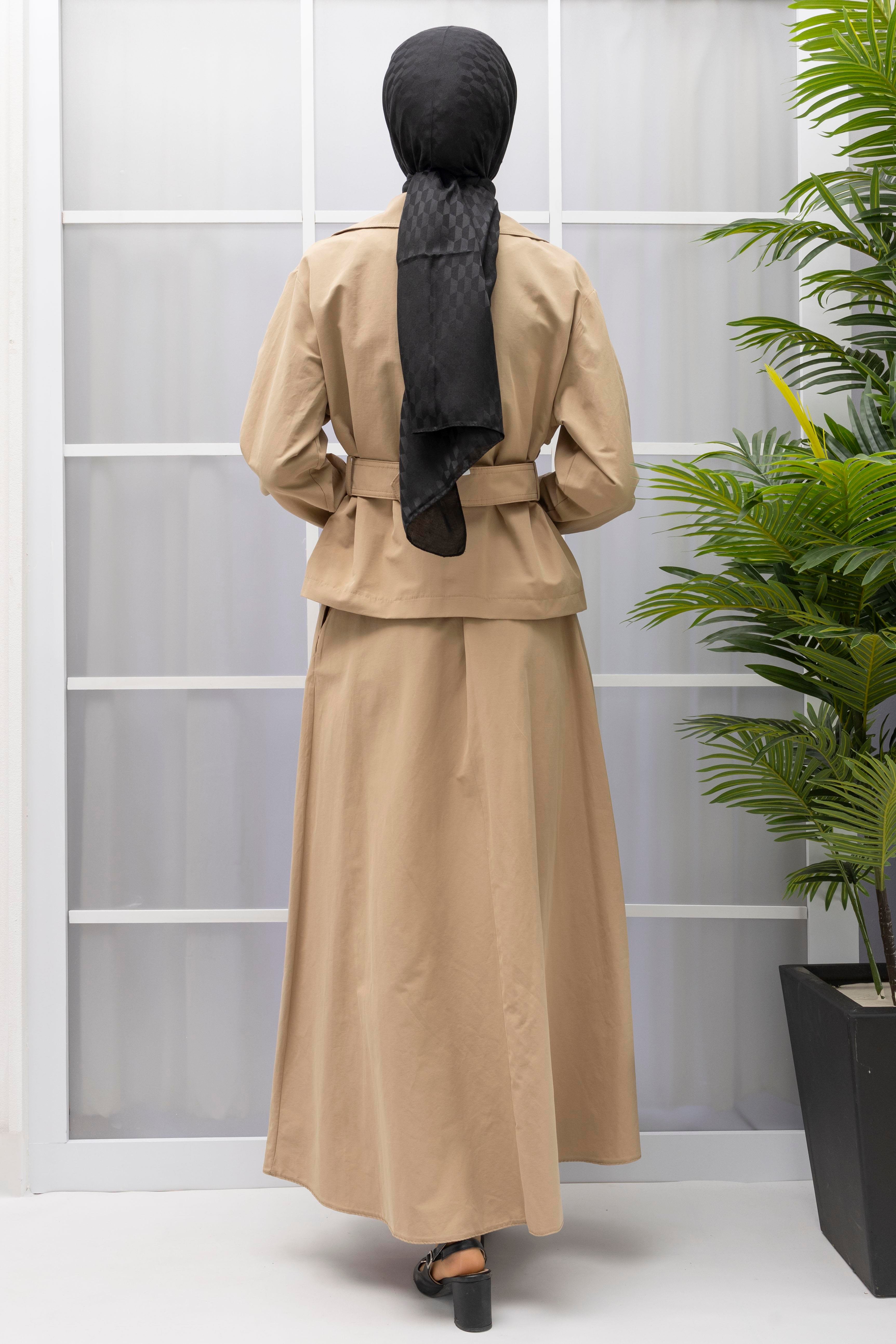 ARMİNE TREND ETEK CEKET TAKIM Bej OTW619