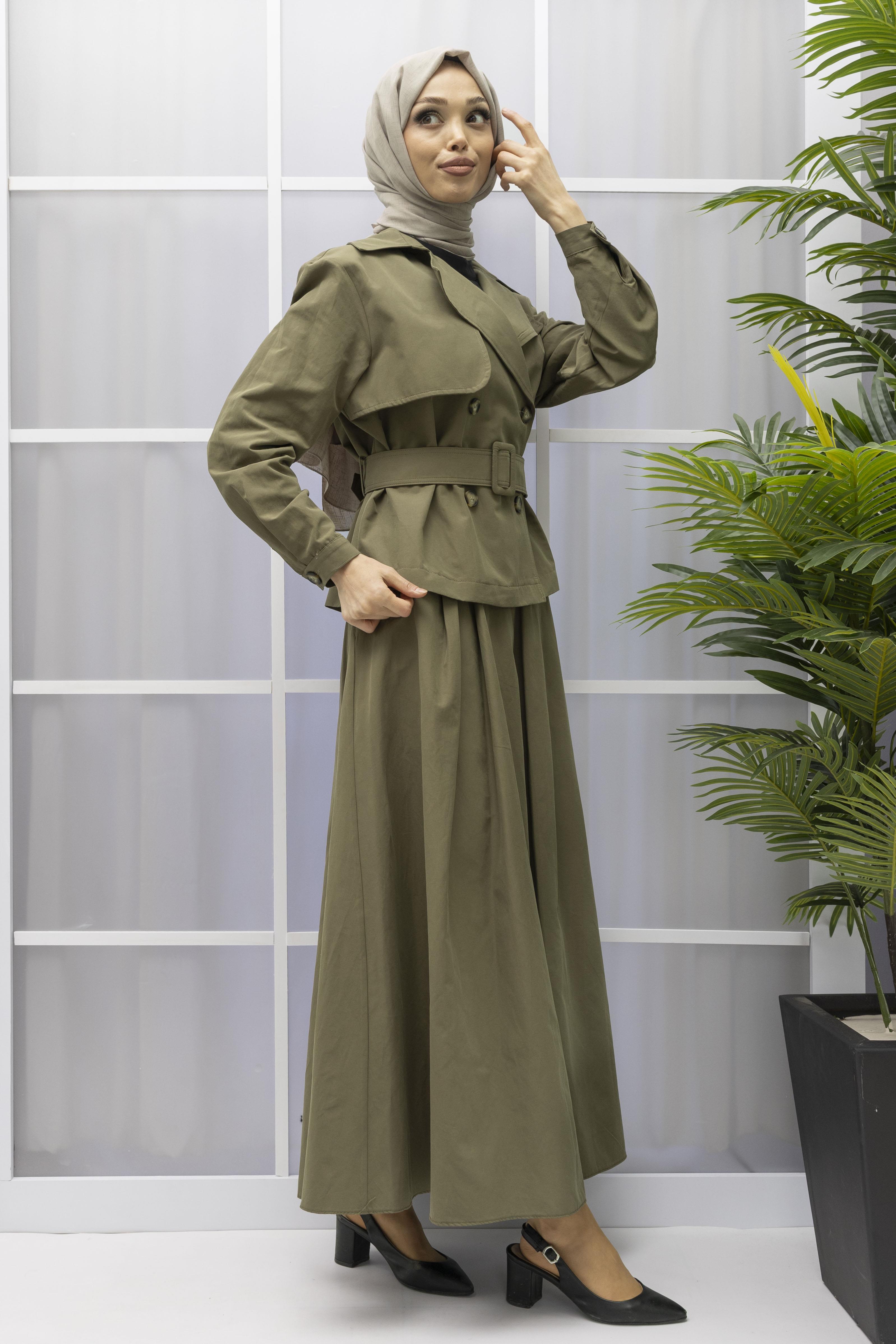 ARMİNE TREND ETEK CEKET TAKIM Haki OTW619