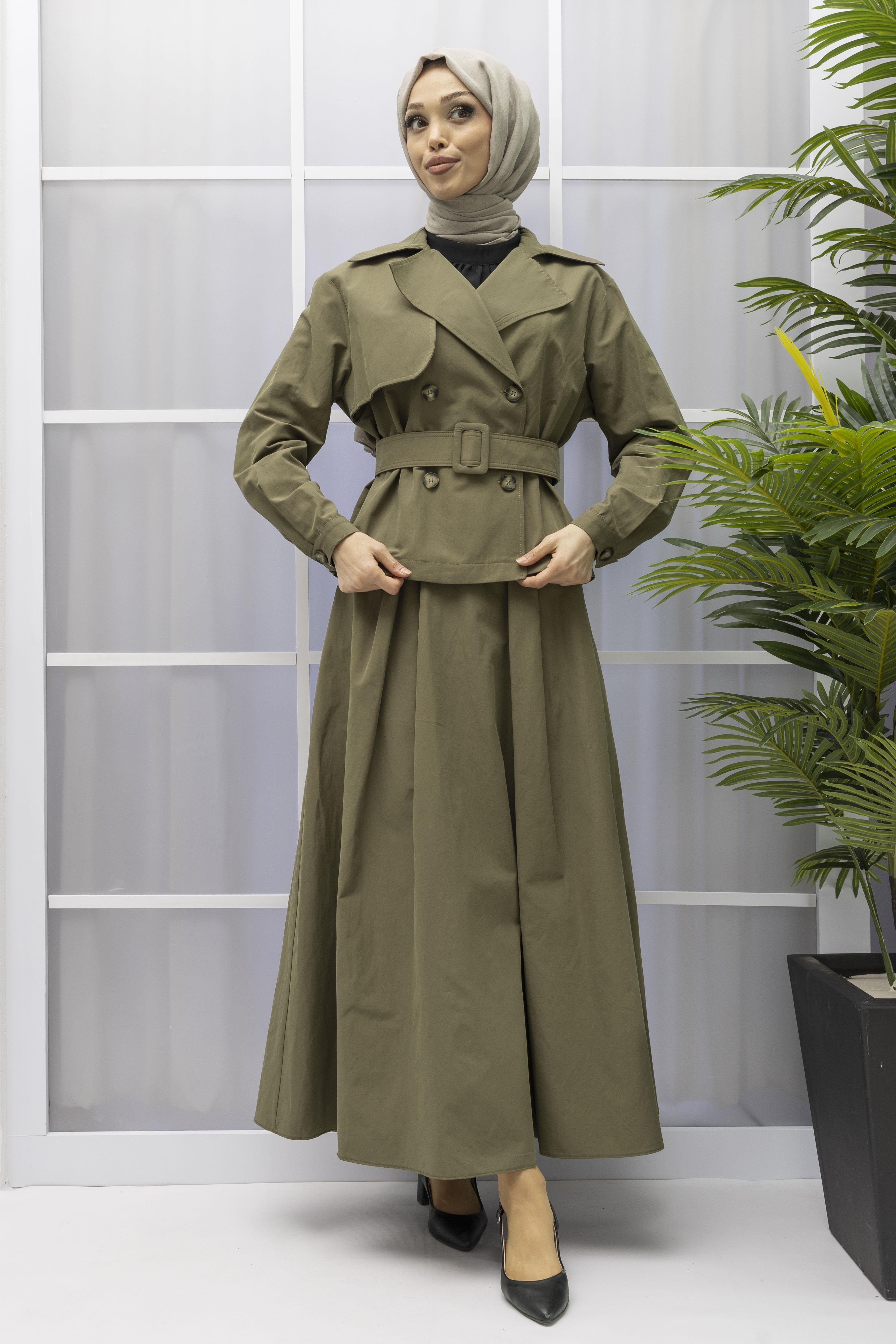 ARMİNE TREND ETEK CEKET TAKIM Haki OTW619