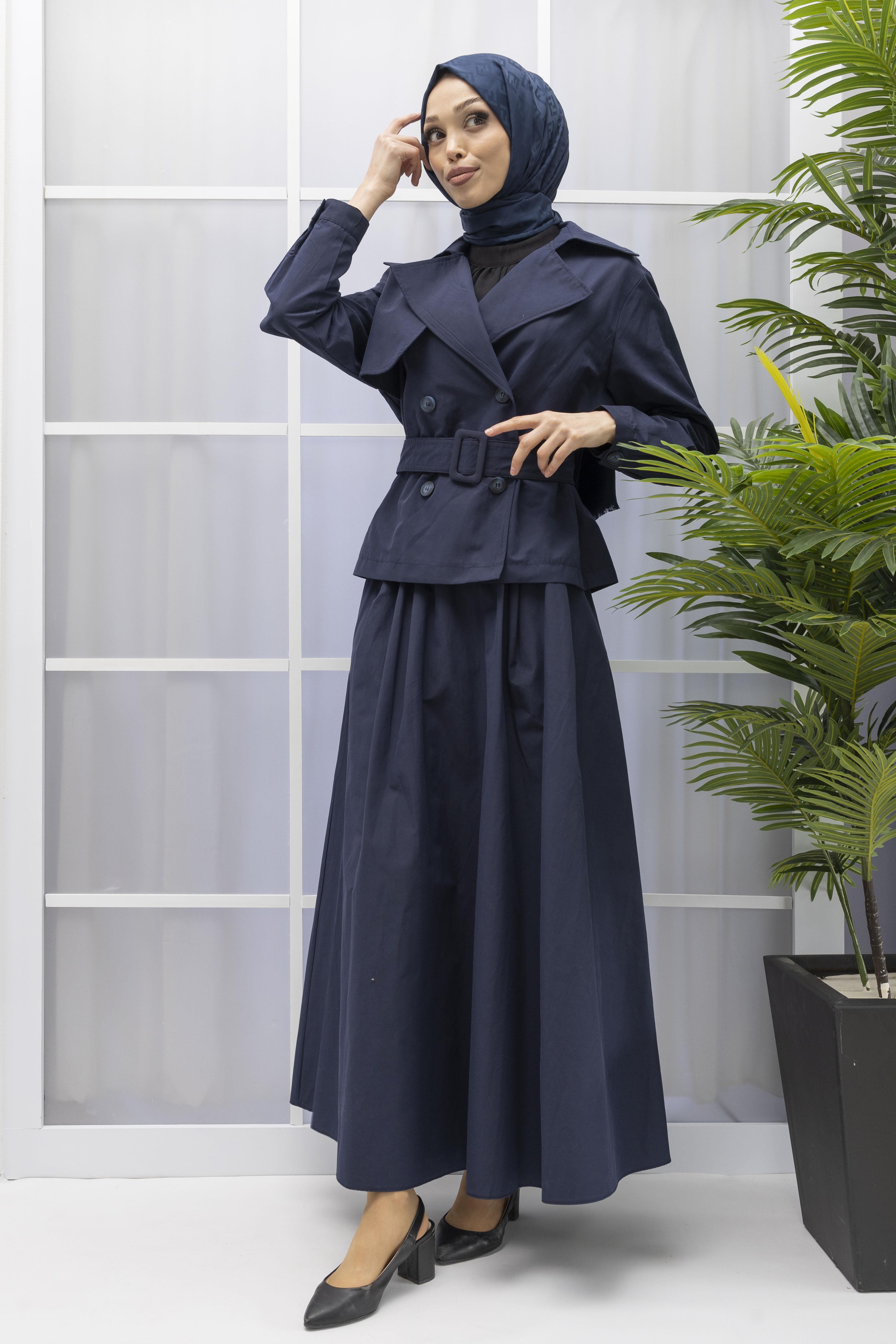 ARMİNE TREND ETEK CEKET TAKIM Lacivert OTW619