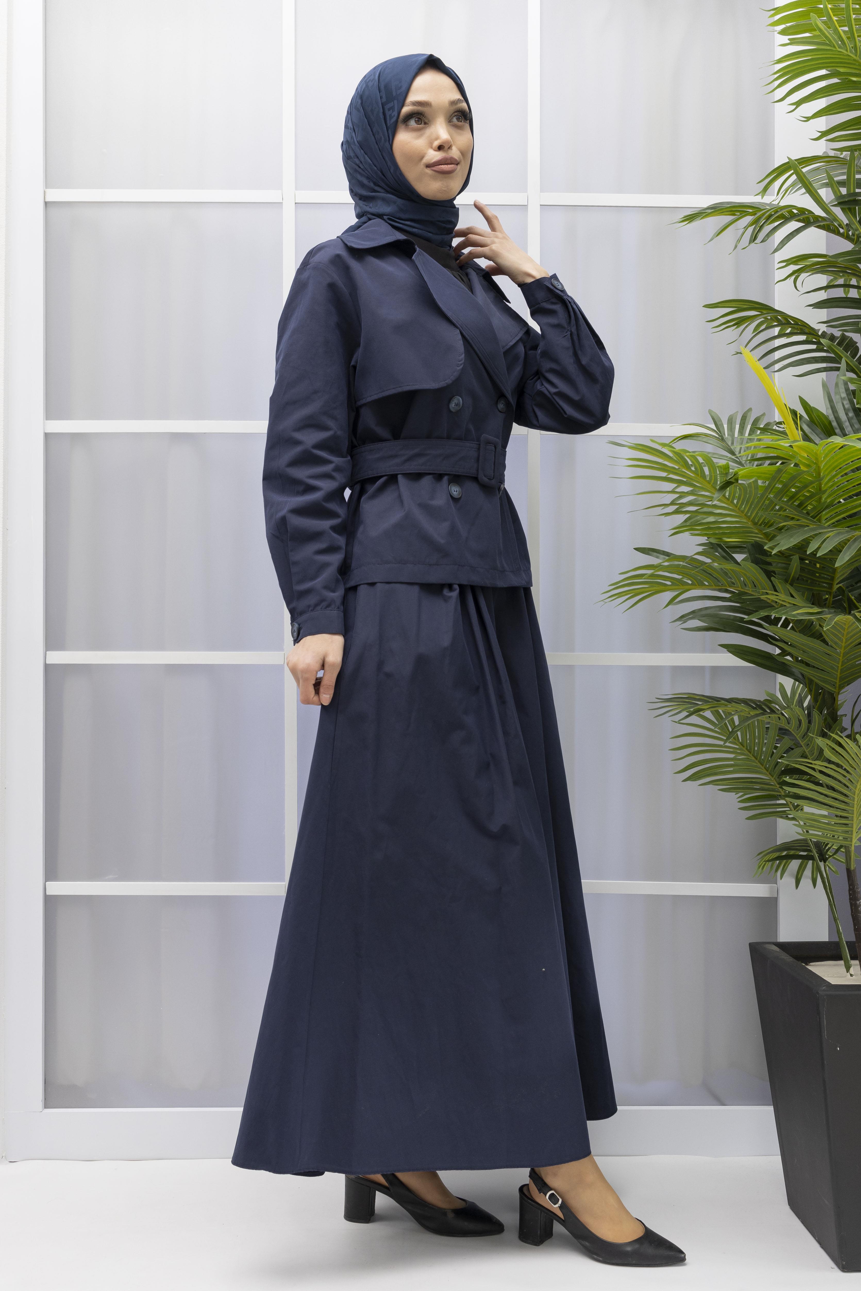 ARMİNE TREND ETEK CEKET TAKIM Lacivert OTW619