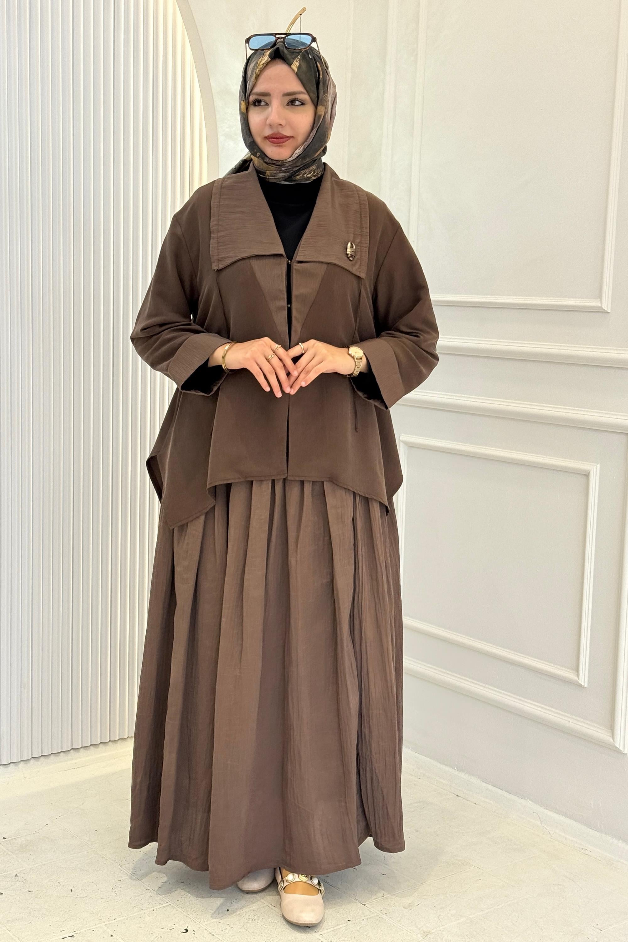 Armine Trend Lyocell Viskon Mevlana Etekli Takım Mocha OTW624