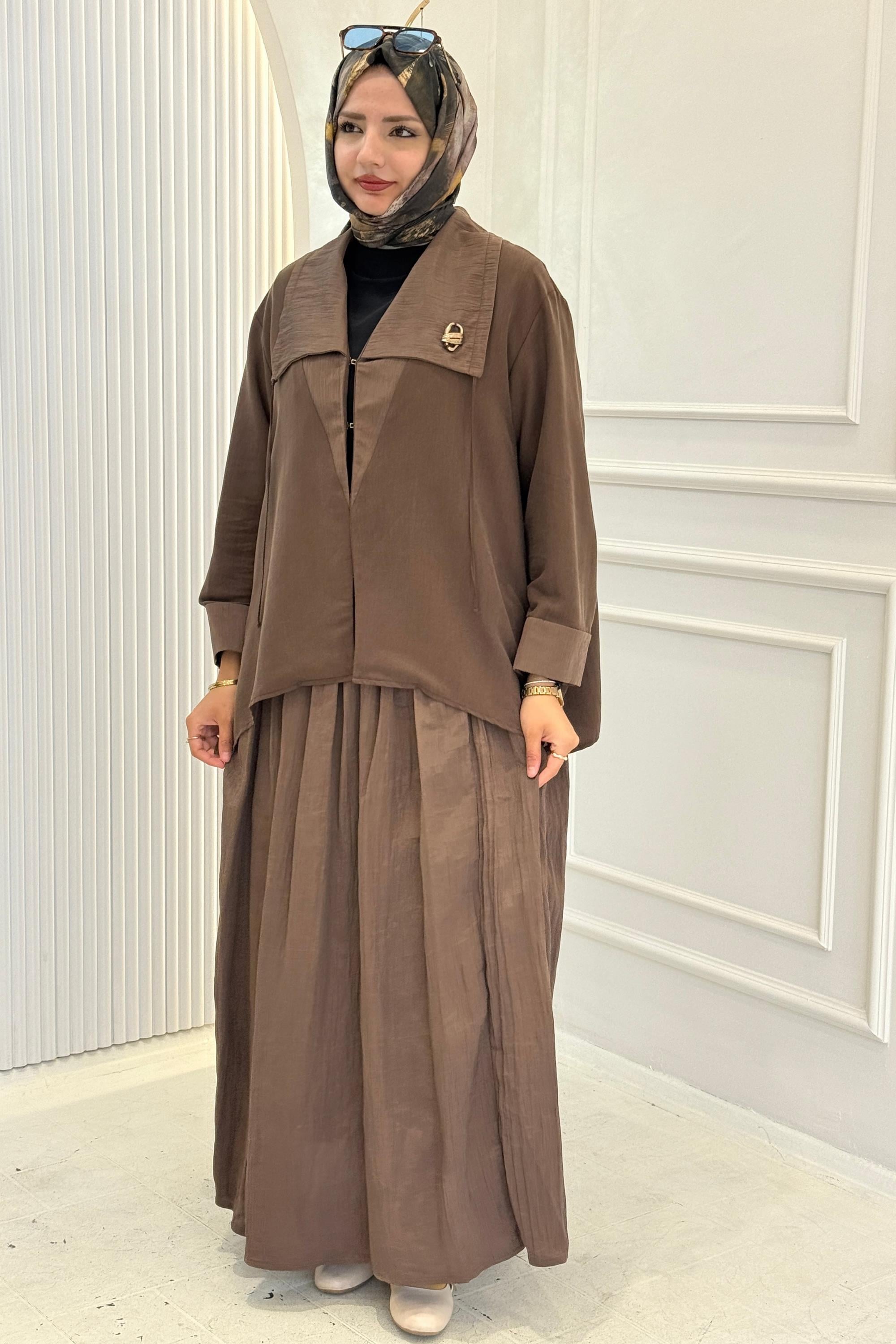 Armine Trend Lyocell Viskon Mevlana Etekli Takım Mocha OTW624