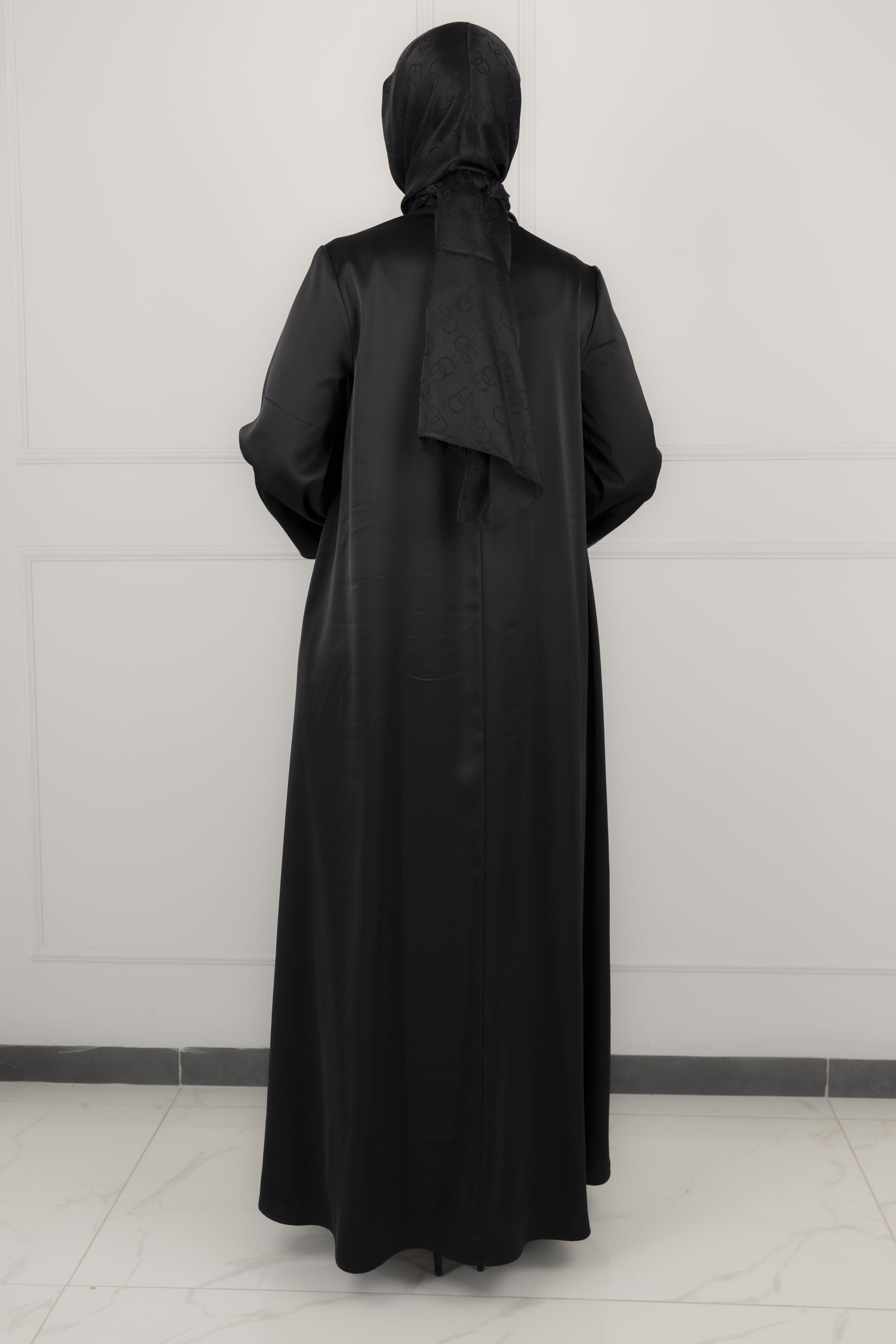 ARMİNE TREND SATEN ELBİSE Siyah OTW902