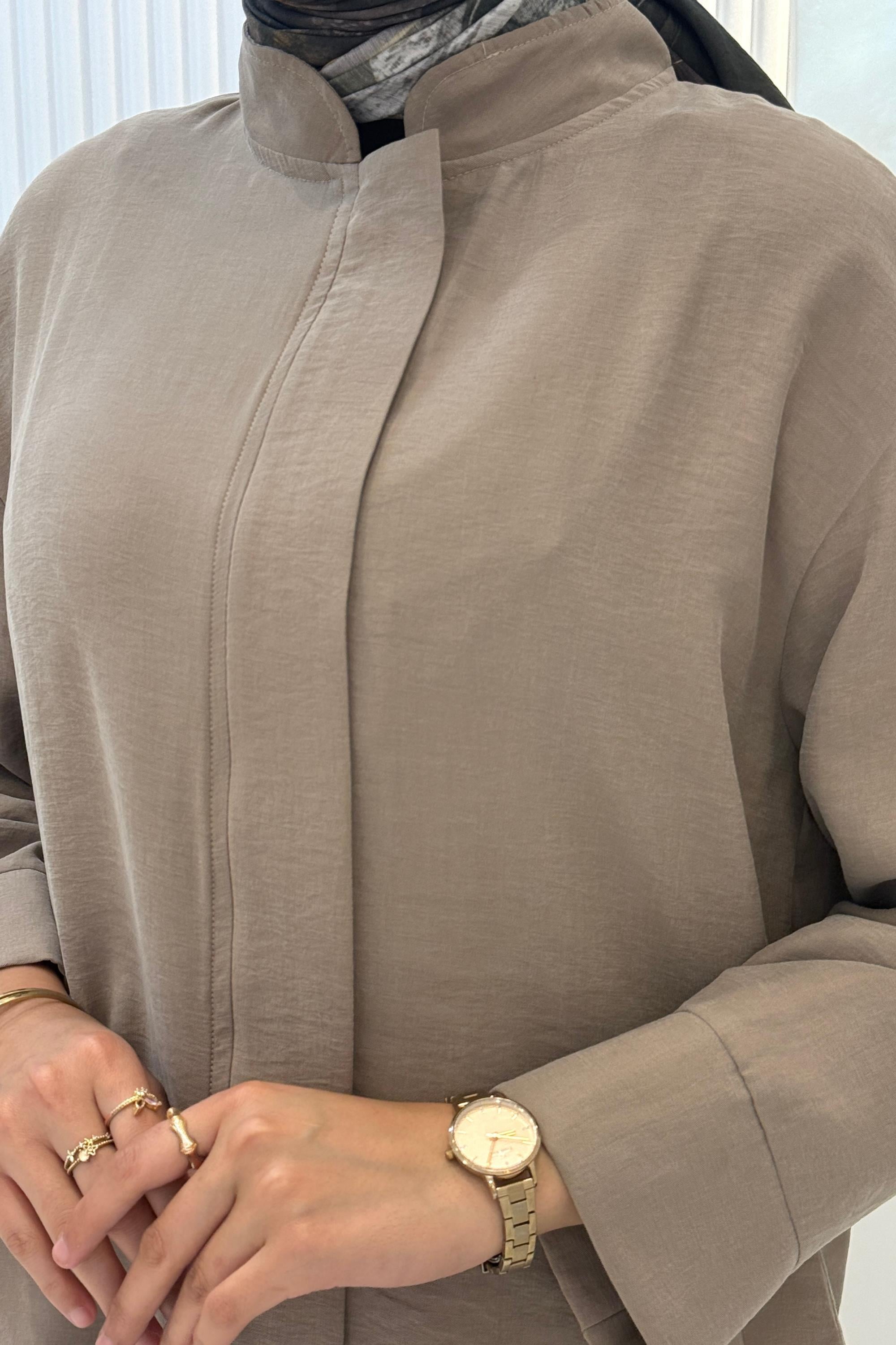 Armine Trend Sırt Detaylı Beli Lastikli Pantolonlu Takım Vizon OTW659