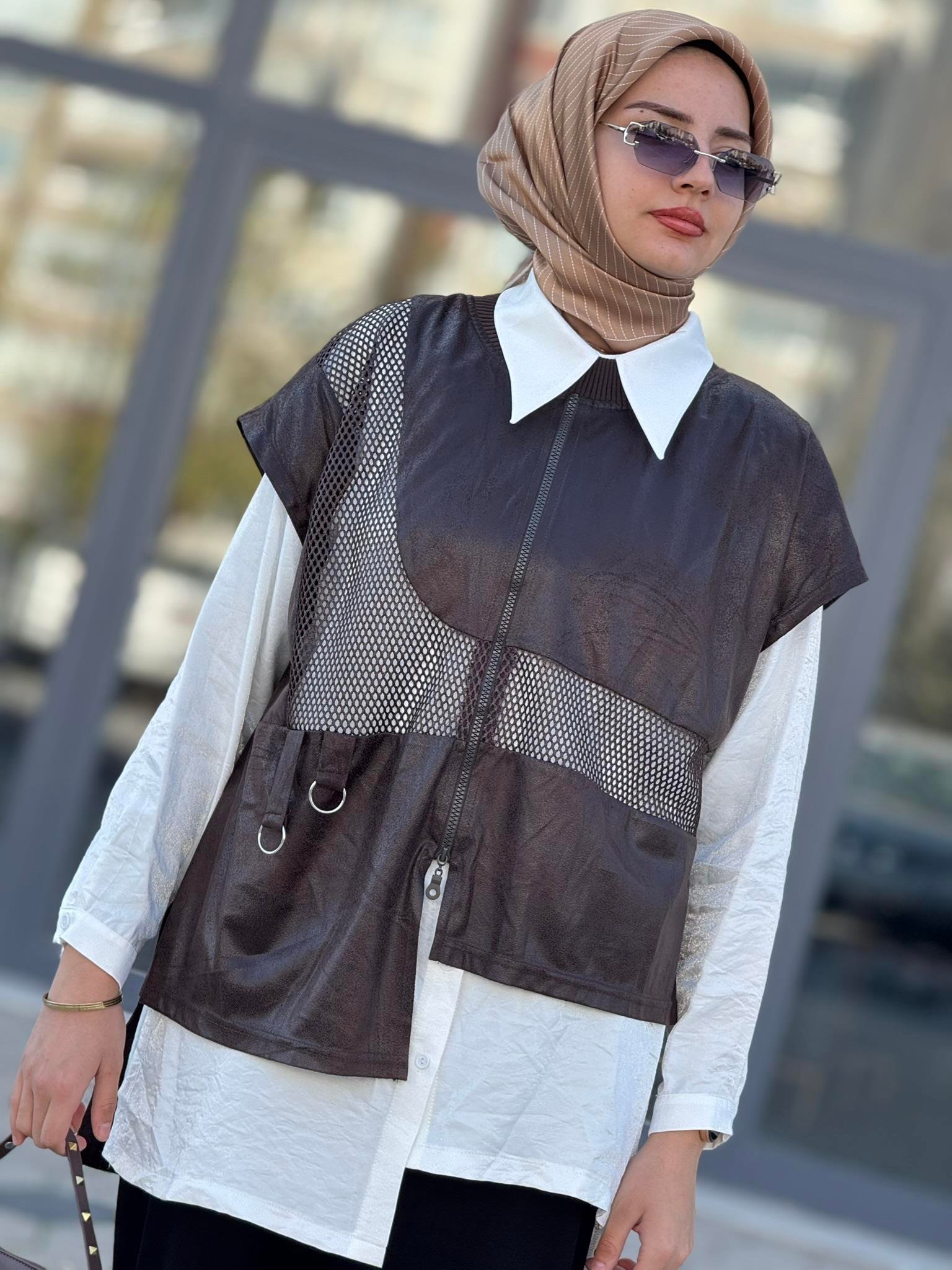 Asimetrik File Detaylı İkili Takım Kahve OTW45825