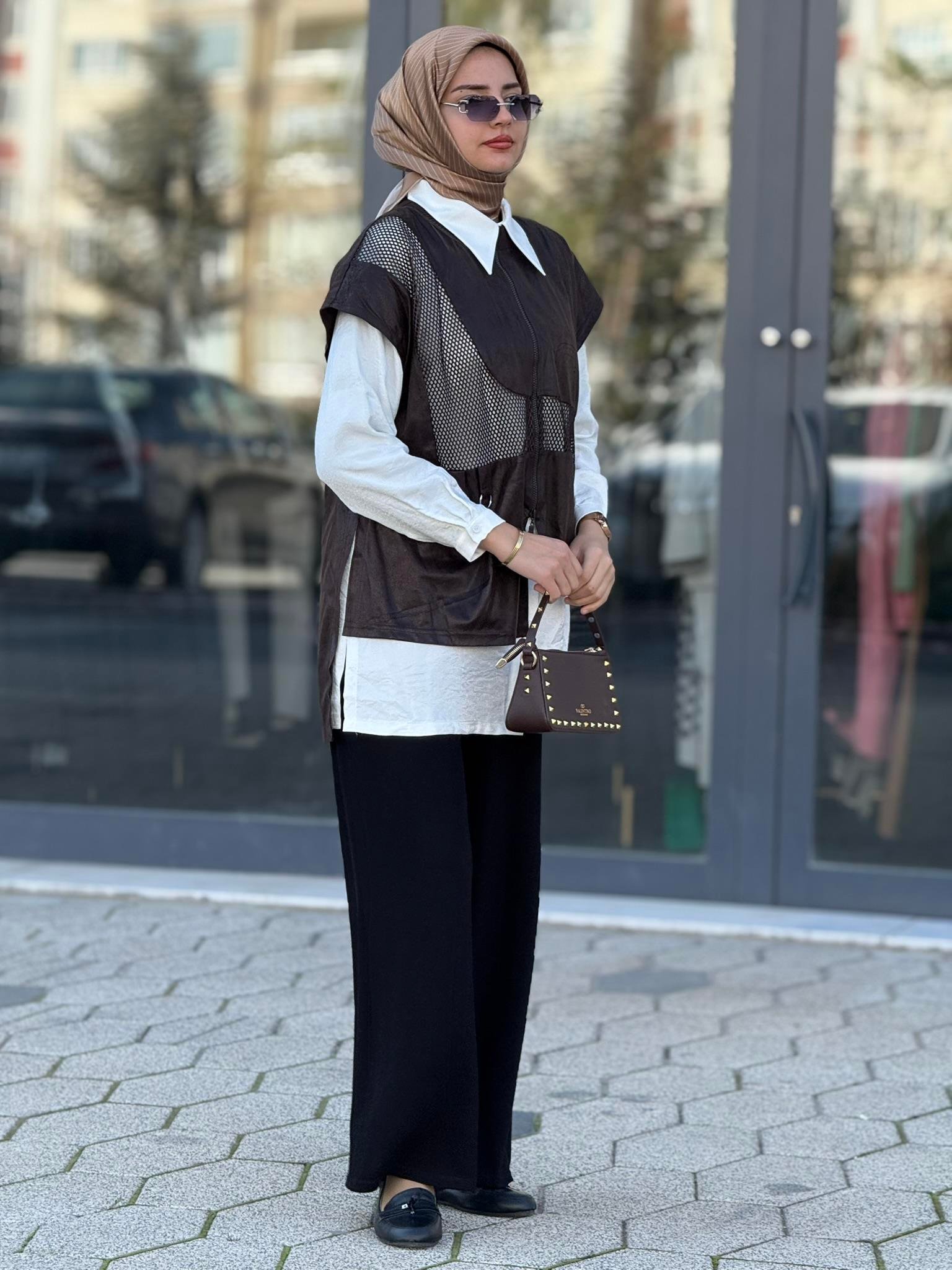 Asimetrik File Detaylı İkili Takım Kahve OTW45825